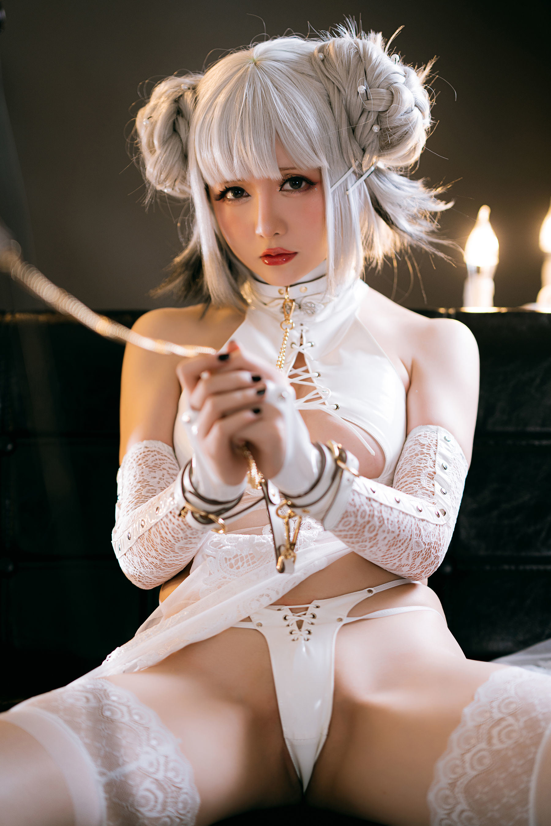COS Welfare] Coser Miss Xing Zhi Chi Chi - White Dog Hook Cheongsam