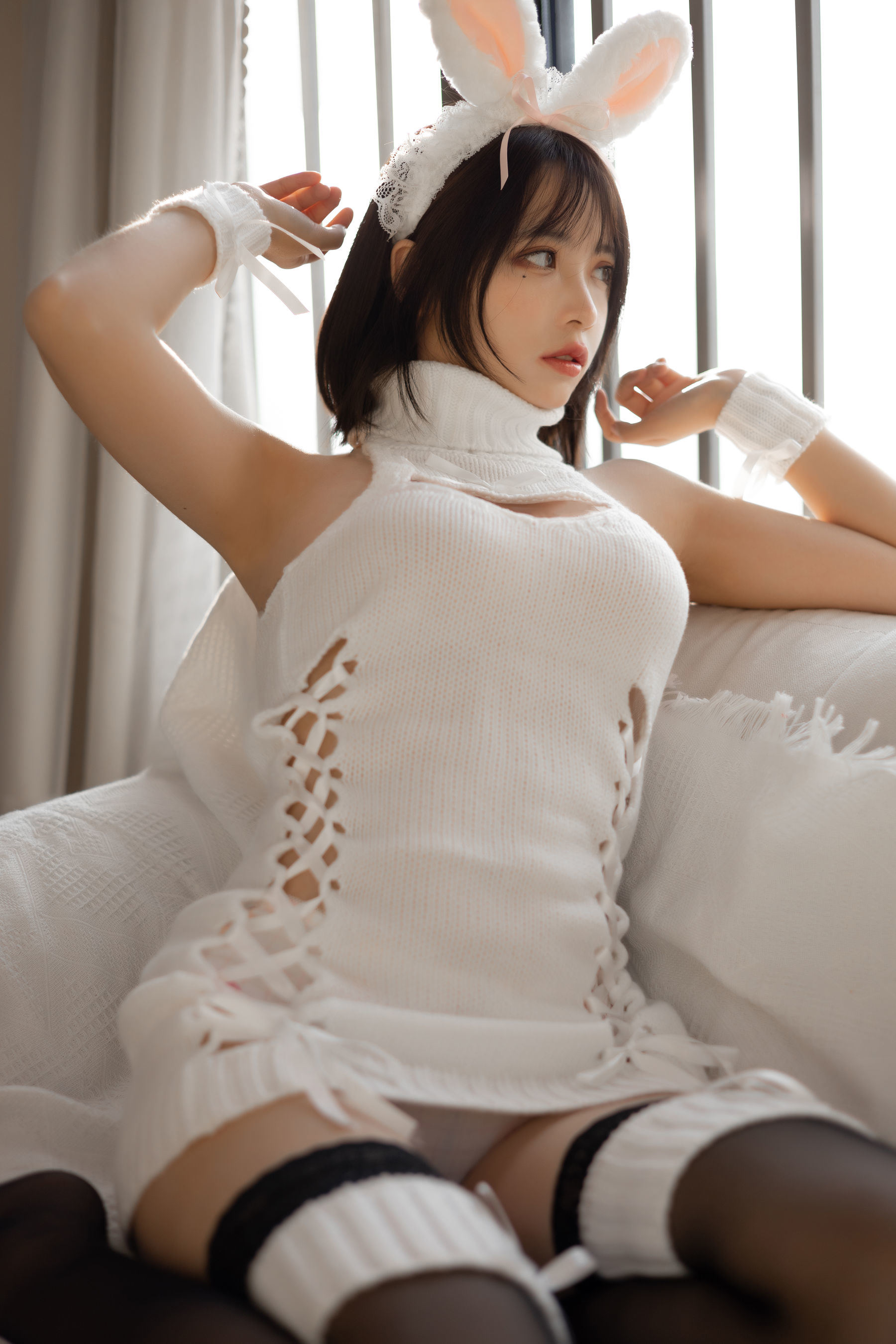 瘋貓ss 白色毛衣兔女郎 Cosplay