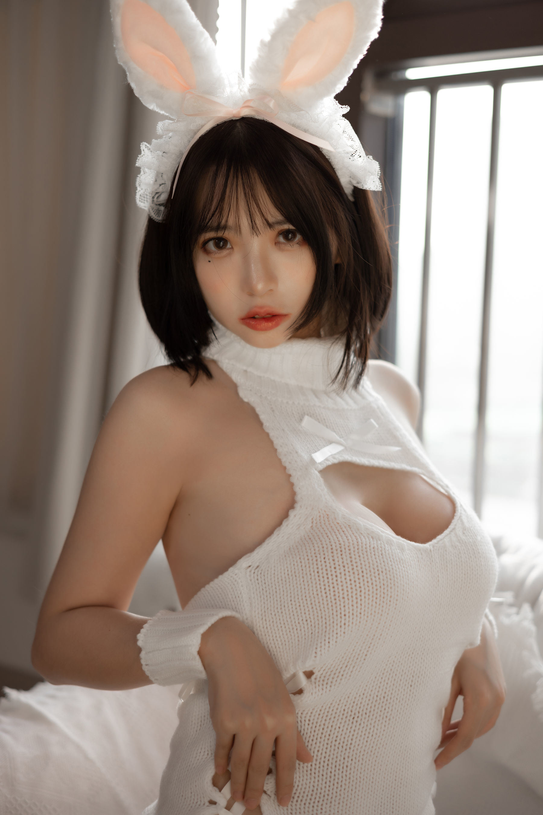 瘋貓ss 白色毛衣兔女郎 Cosplay