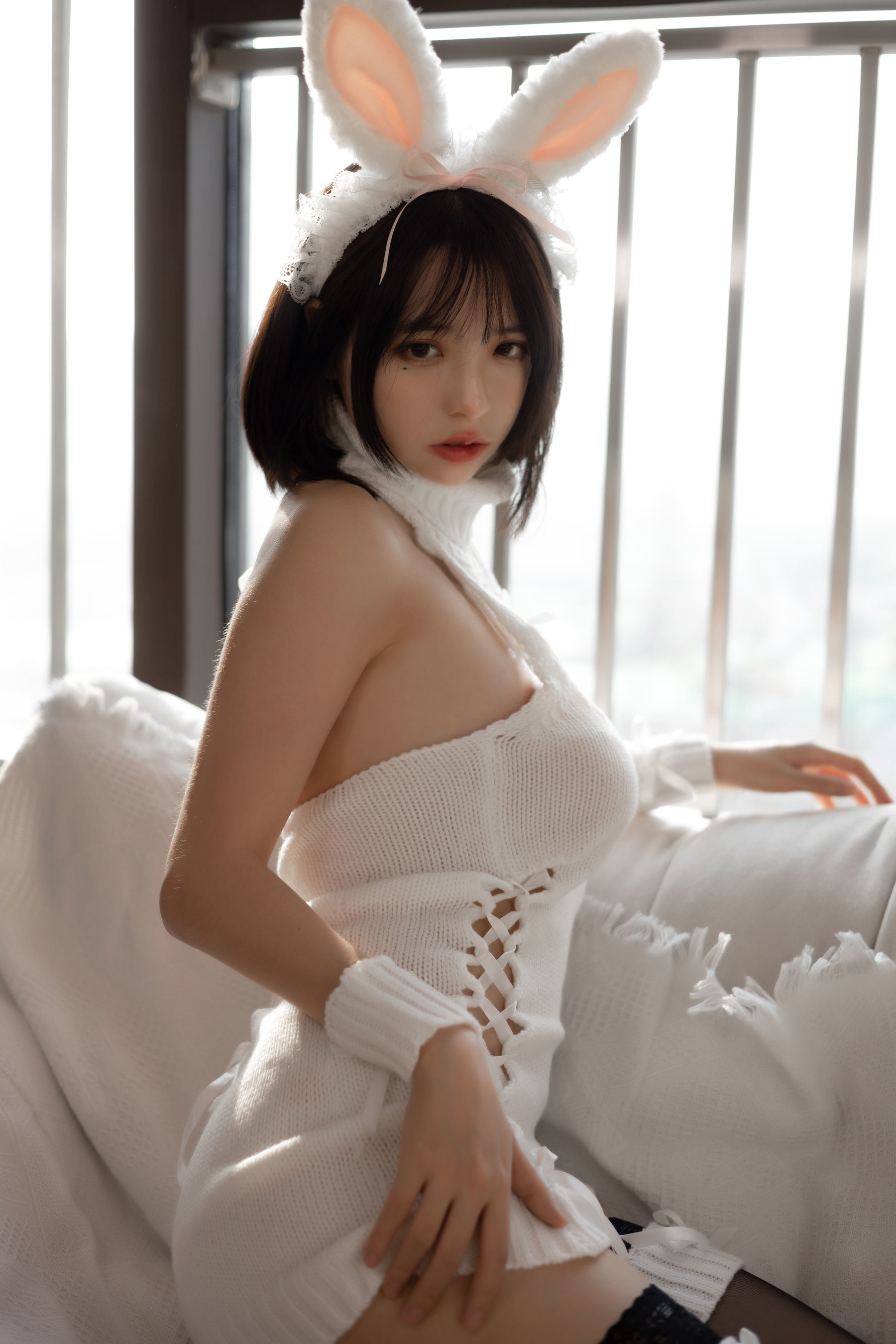 瘋貓ss 白色毛衣兔女郎 Cosplay