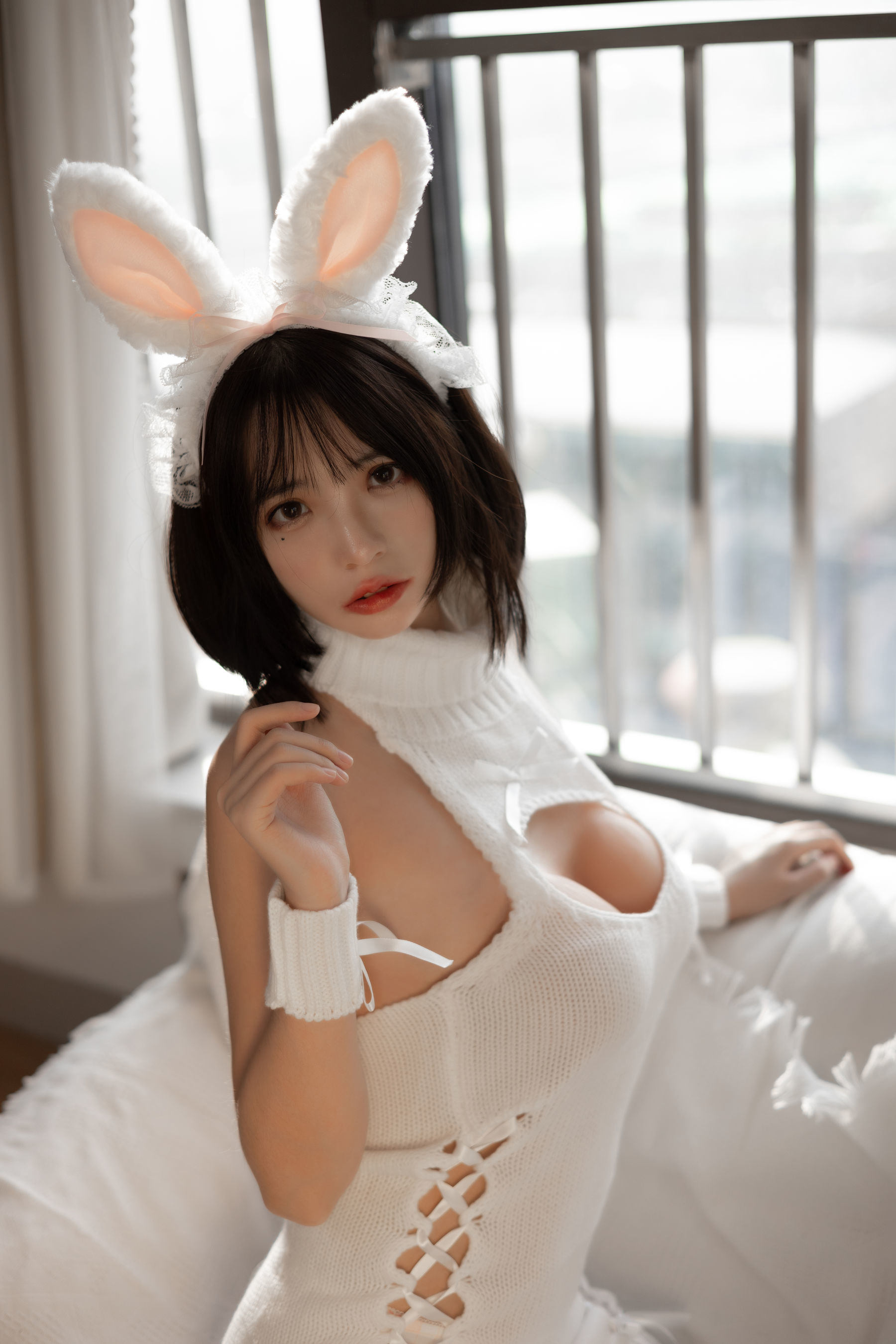 瘋貓ss 白色毛衣兔女郎 Cosplay