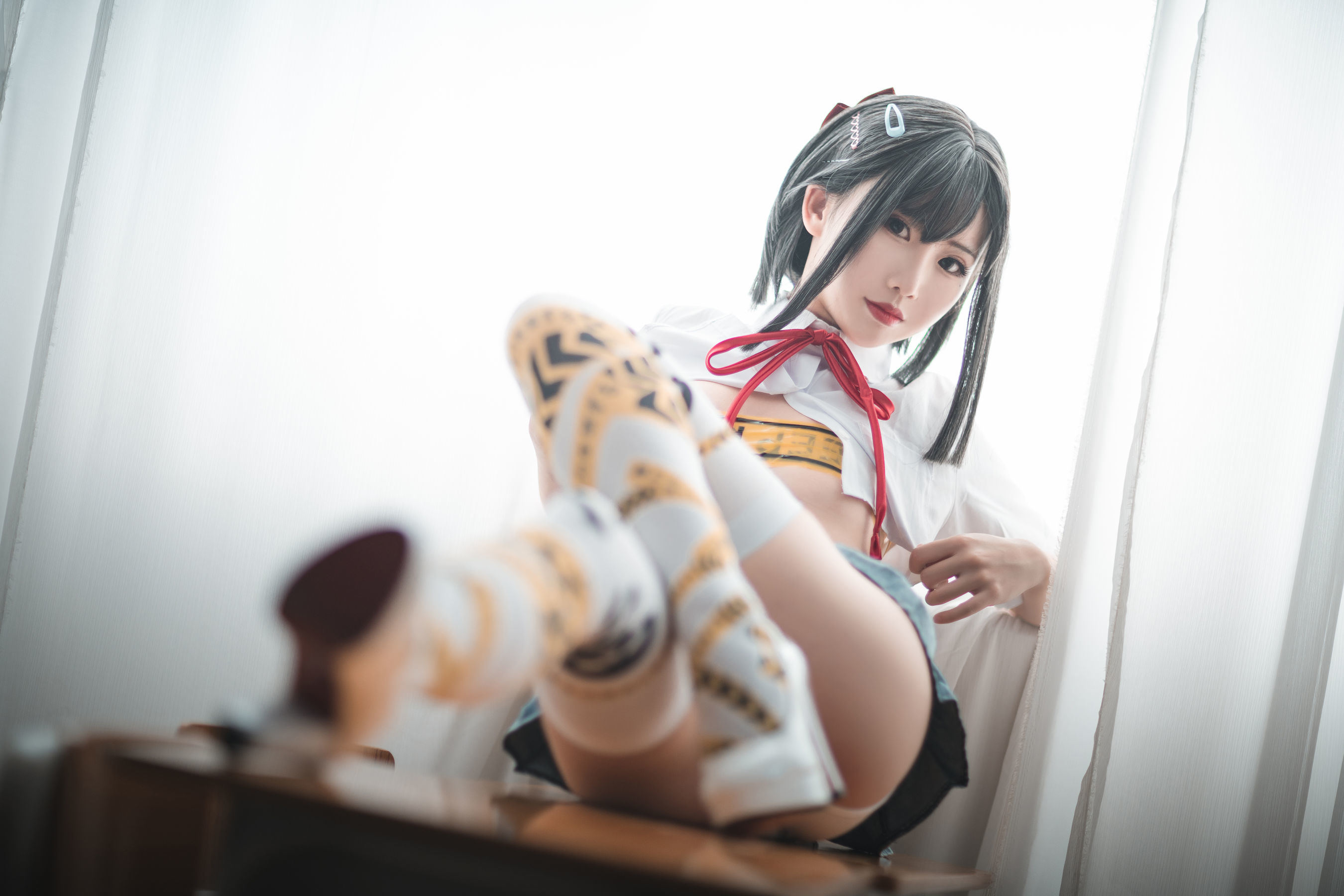 COS Phúc Lợi] Coser dễ thương phổ biến Mian Bing Xian Er - Đồng phục trường ngắn băng dính