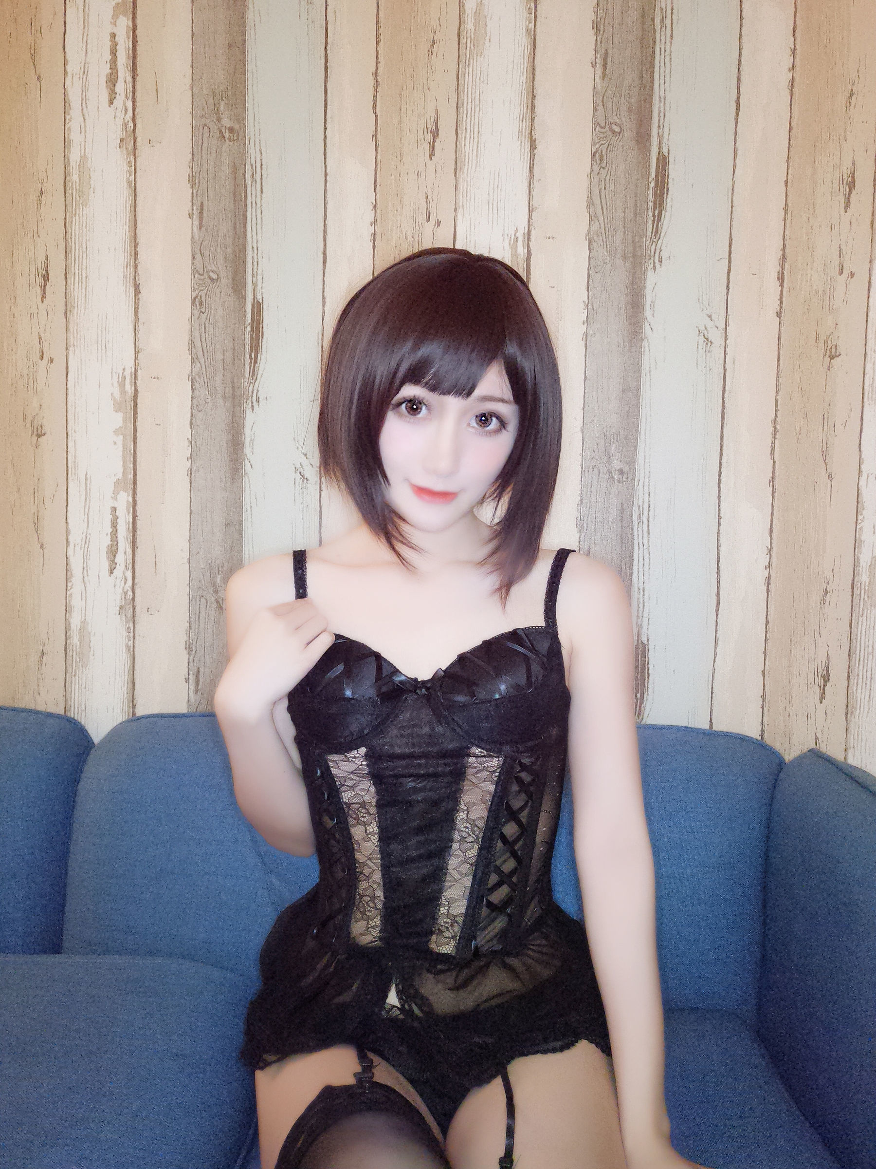 ネット有名人COSER写真] 木之本果 - 黒色情趣下着