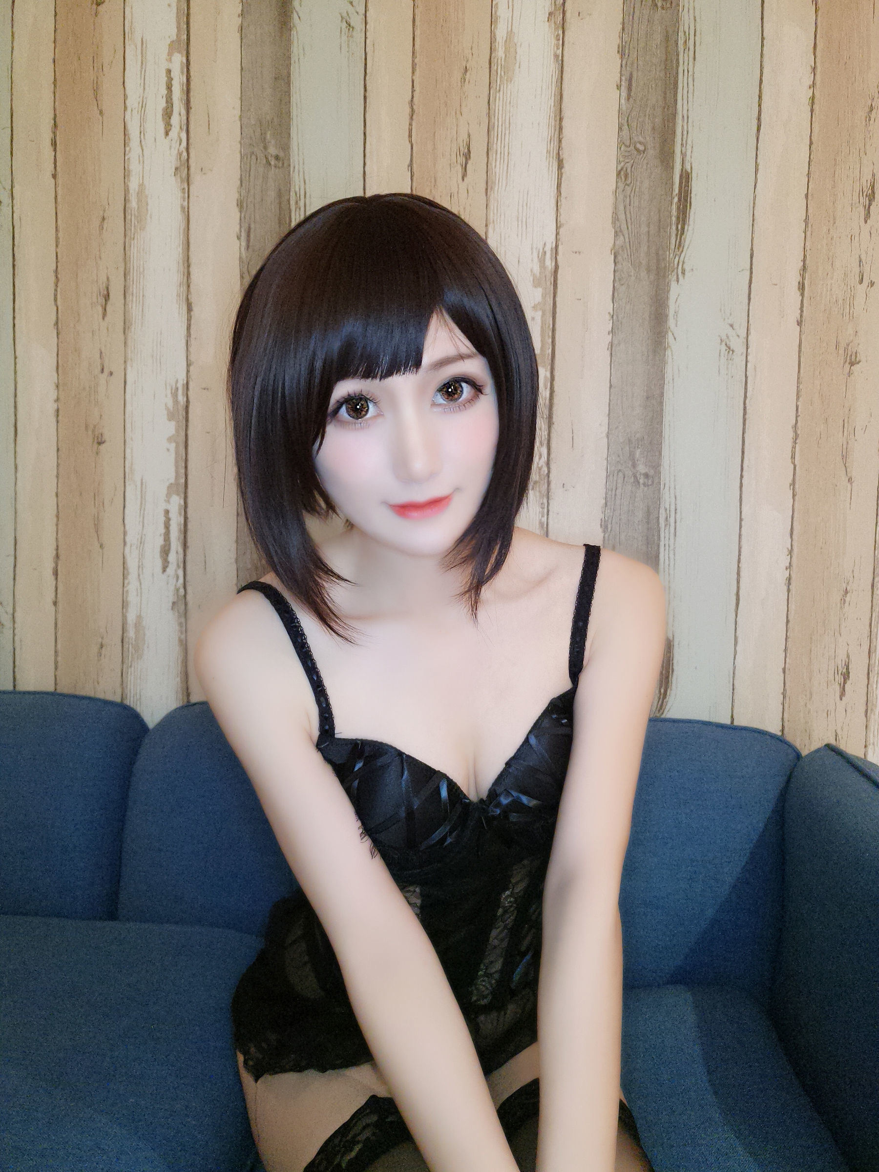 ネット有名人COSER写真] 木之本果 - 黒色情趣下着