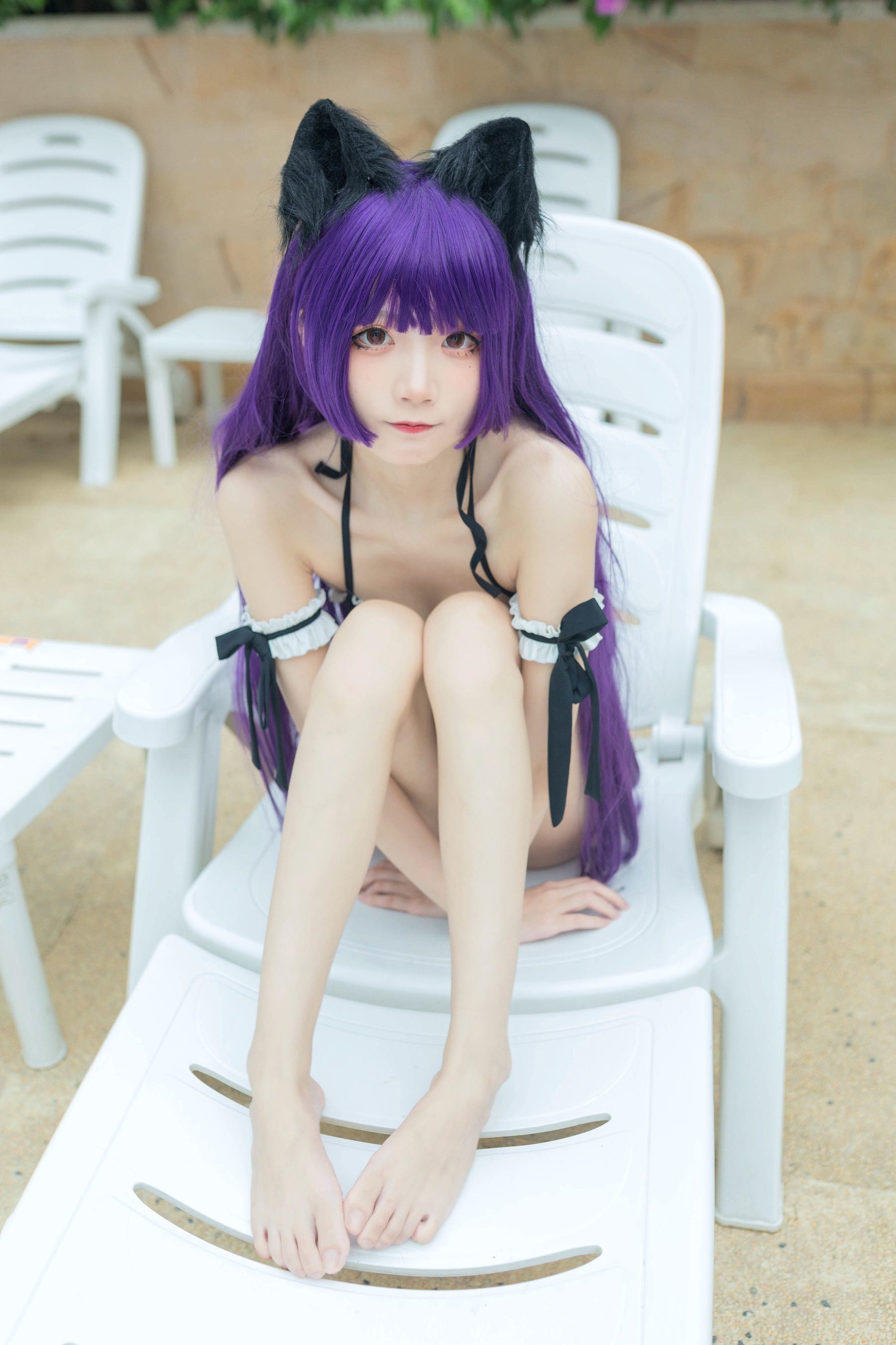 Internet Celebrity Coser Photobook] Innocent Girl Wugeng Baigui - Black Cat Swimsuit