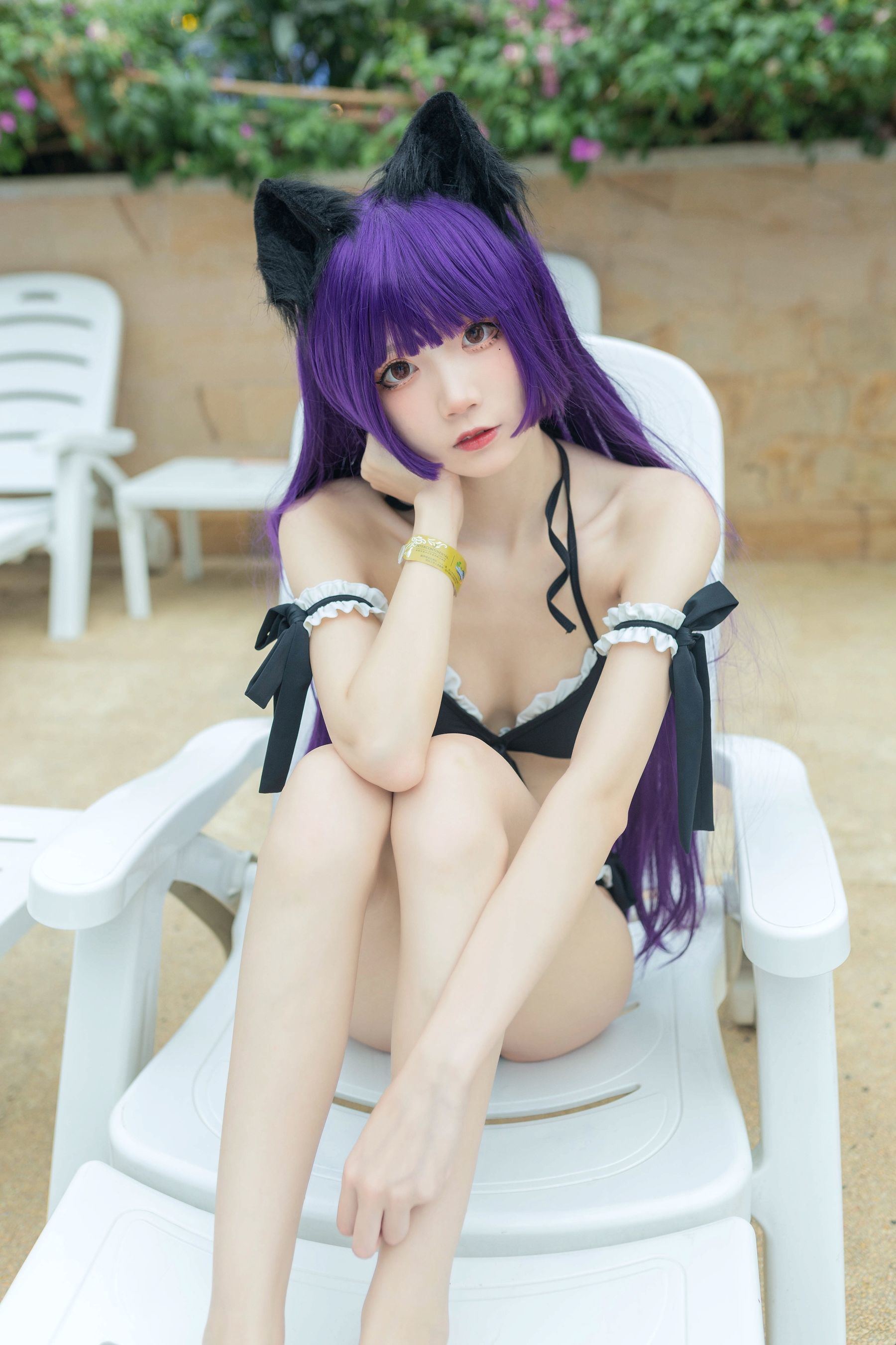 Internet Celebrity Coser Photobook] Innocent Girl Wugeng Baigui - Black Cat Swimsuit