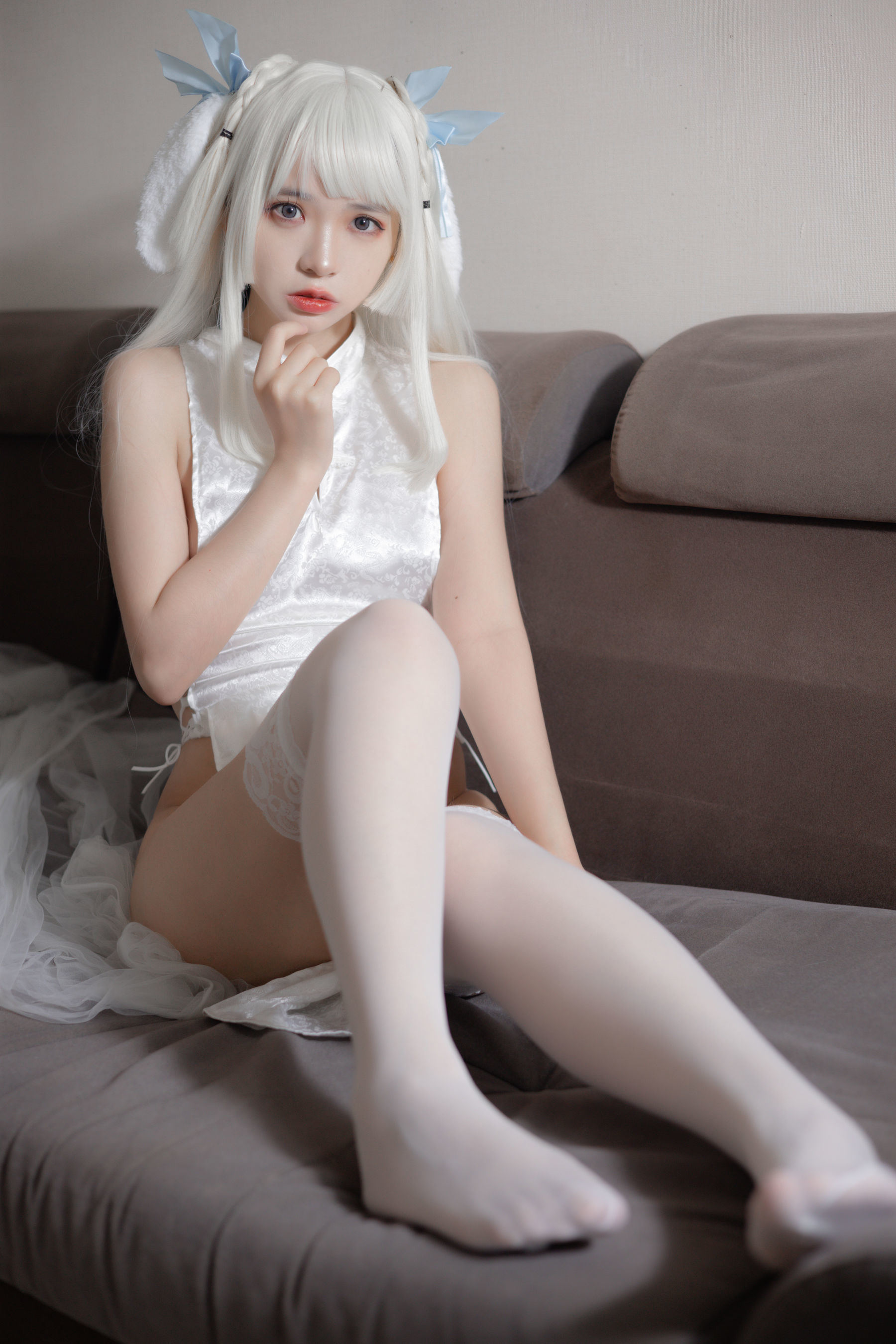 Internet Celebrity Coser Photobook] Feng Mao SS - White Qipao