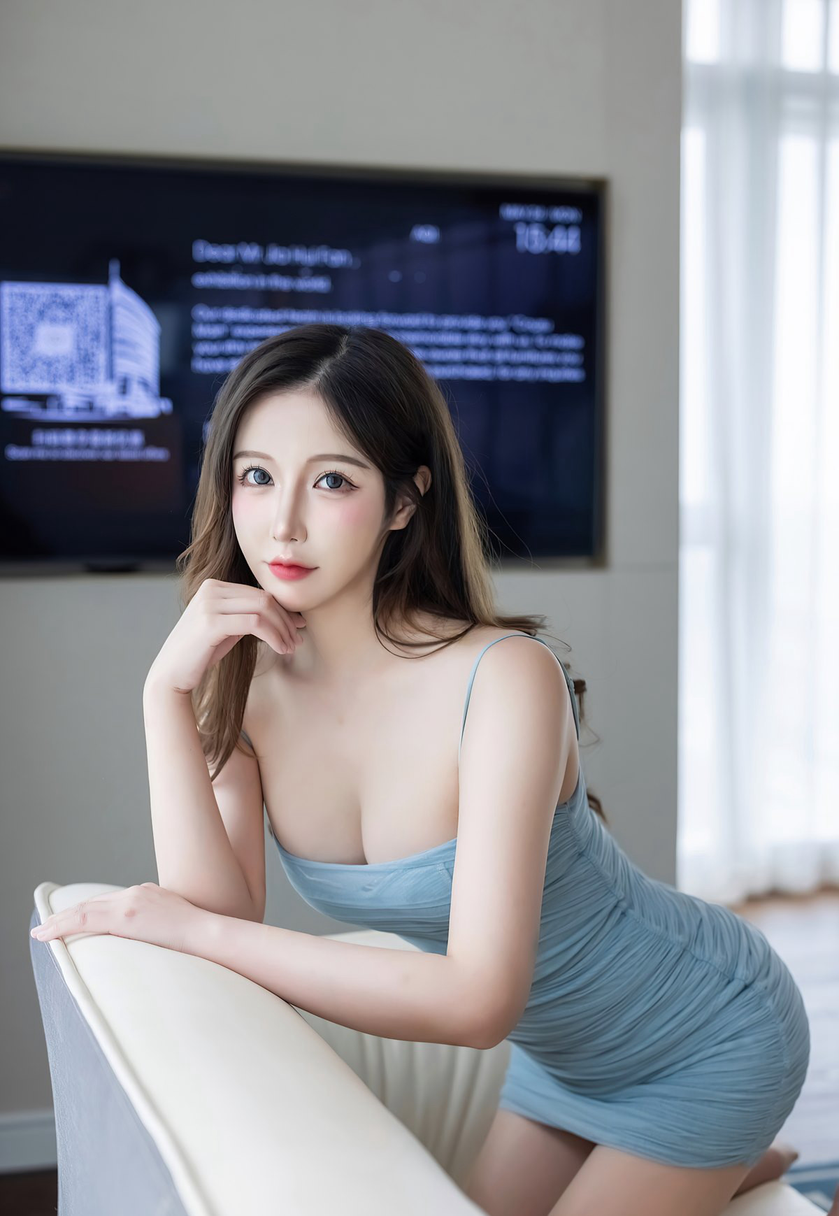 ストッキング美足 肉色ストッキング大胸美女美尻画像 セクシー緊身スカート