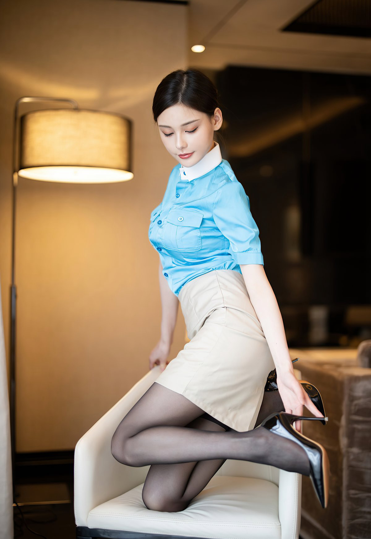 高跟黑絲人體性感空姐制服誘惑高顏值白嫩性感情趣吊帶內衣