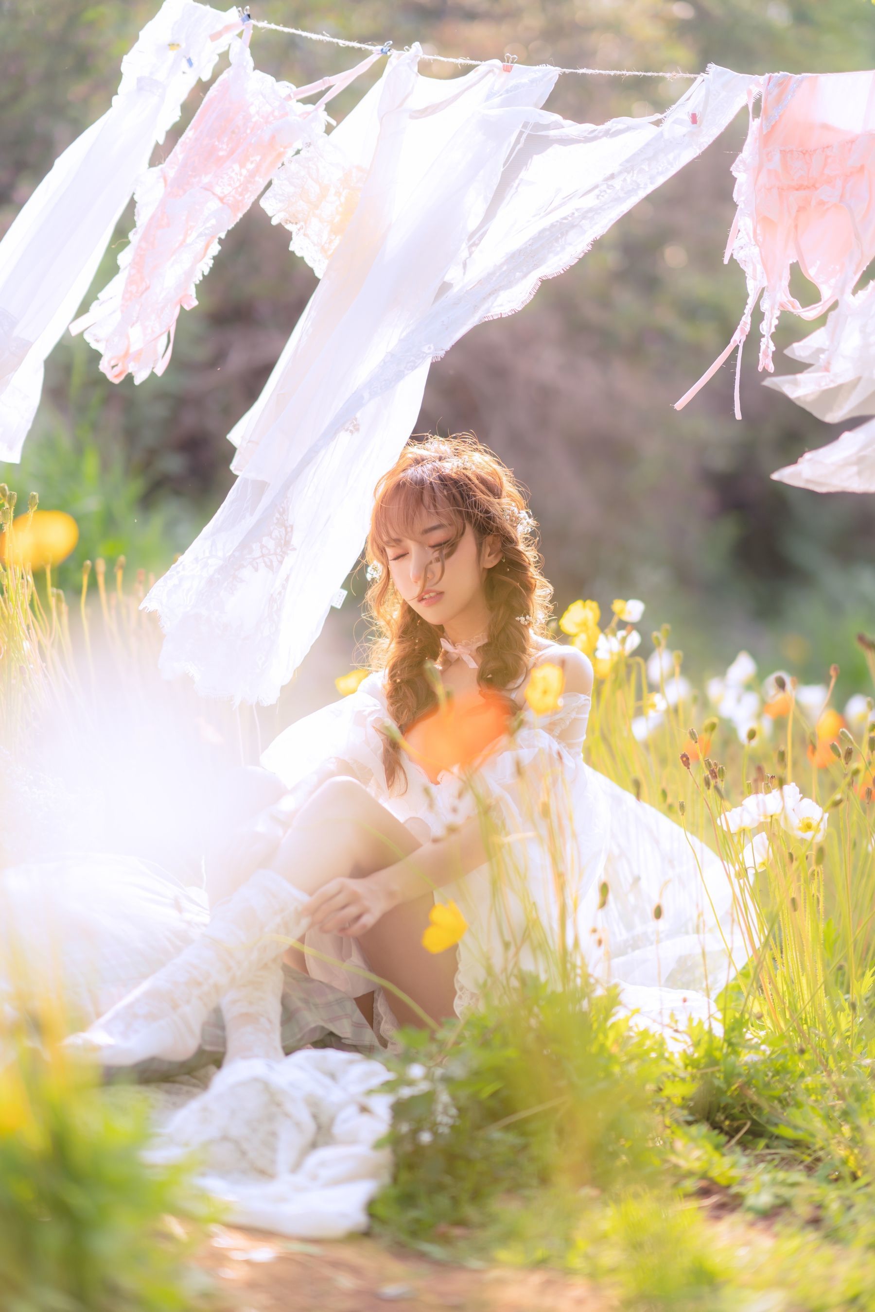 Ảnh Net hồng COSER] Ảnh Douyu Mi Tiên Tiên Sama - Phiên bản giới hạn mùa hè: Phơi quần áo