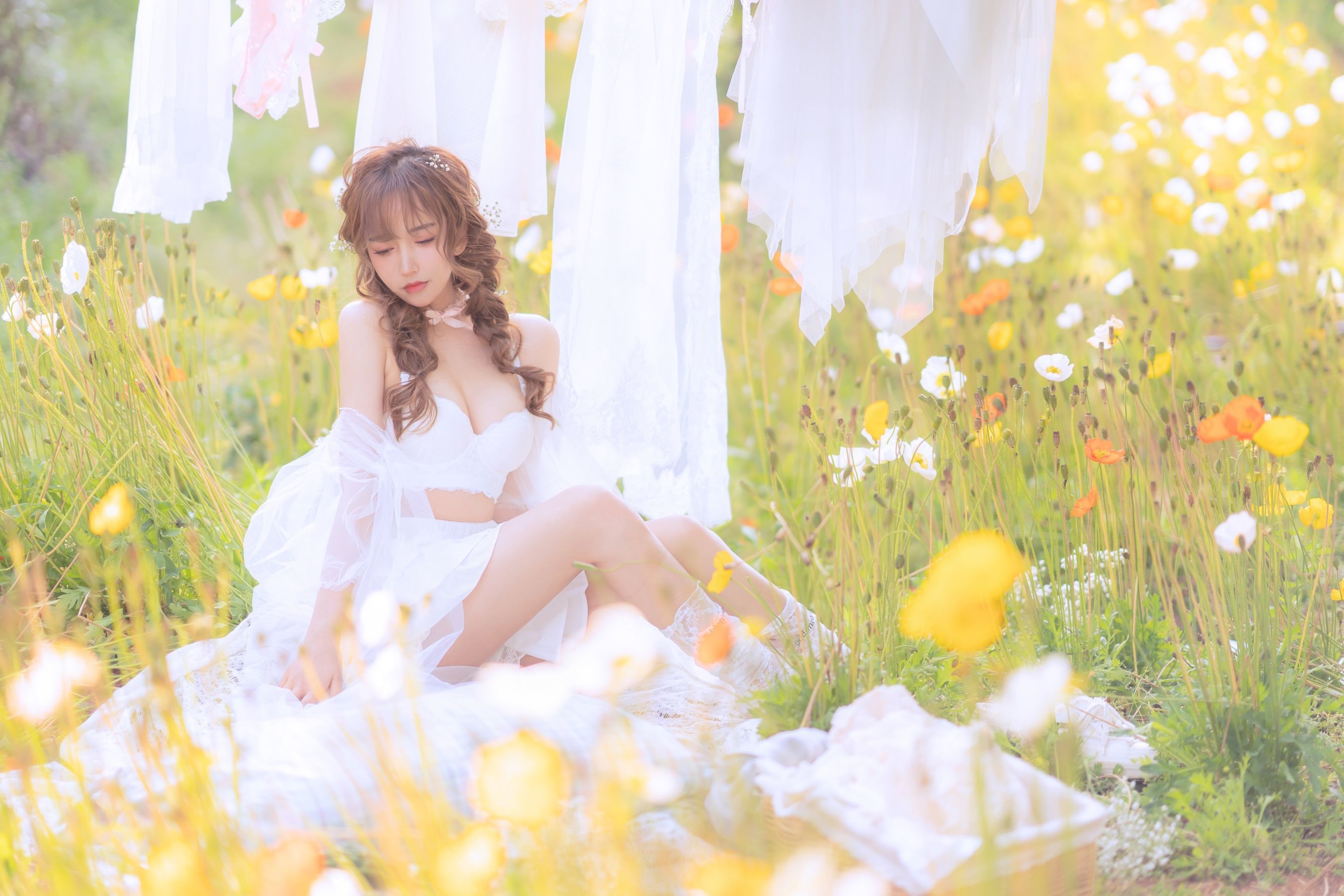 Ảnh Net hồng COSER] Ảnh Douyu Mi Tiên Tiên Sama - Phiên bản giới hạn mùa hè: Phơi quần áo