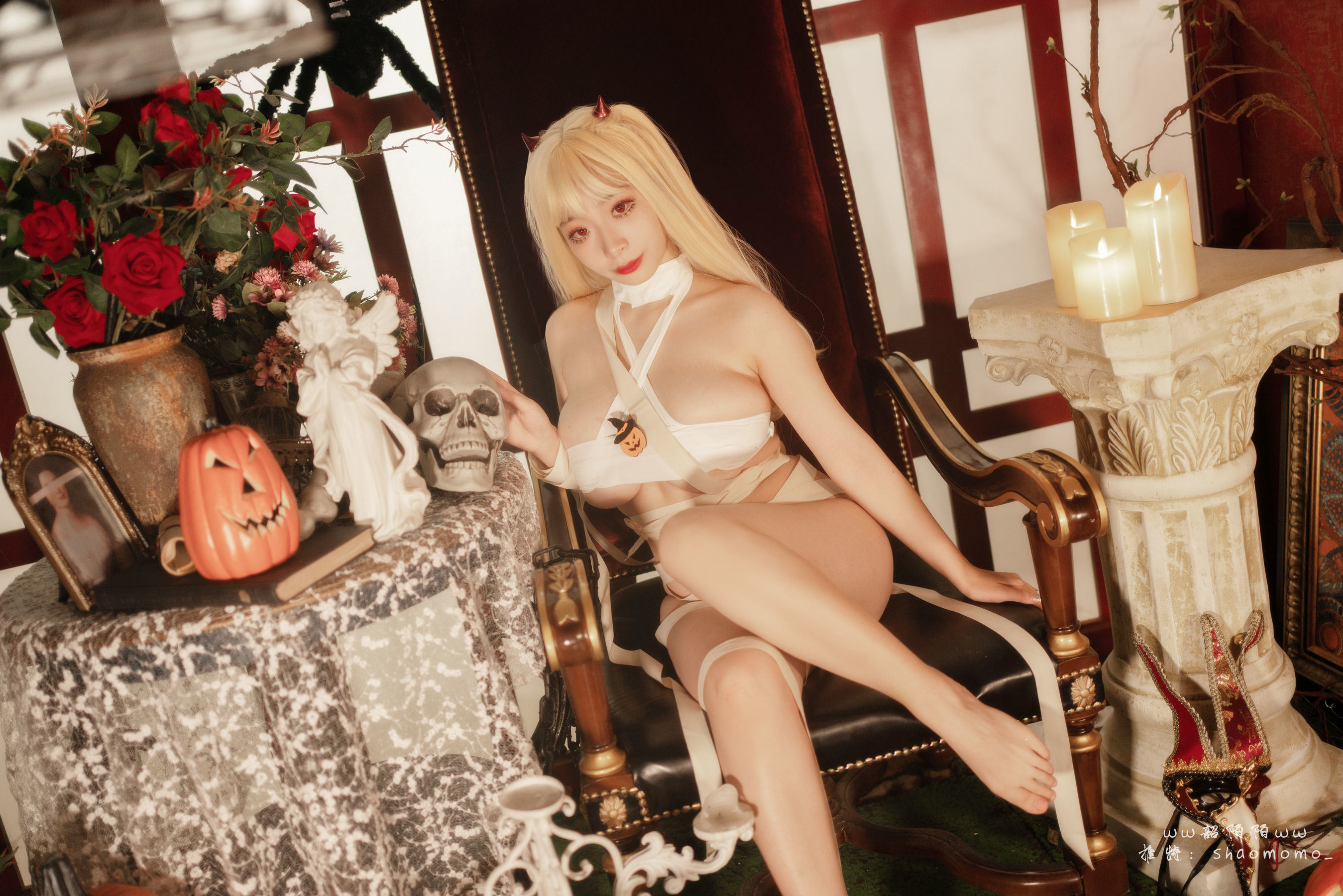 [網紅COSER寫真] Cosplay美女韶陌陌 - 萬聖節繃帶
