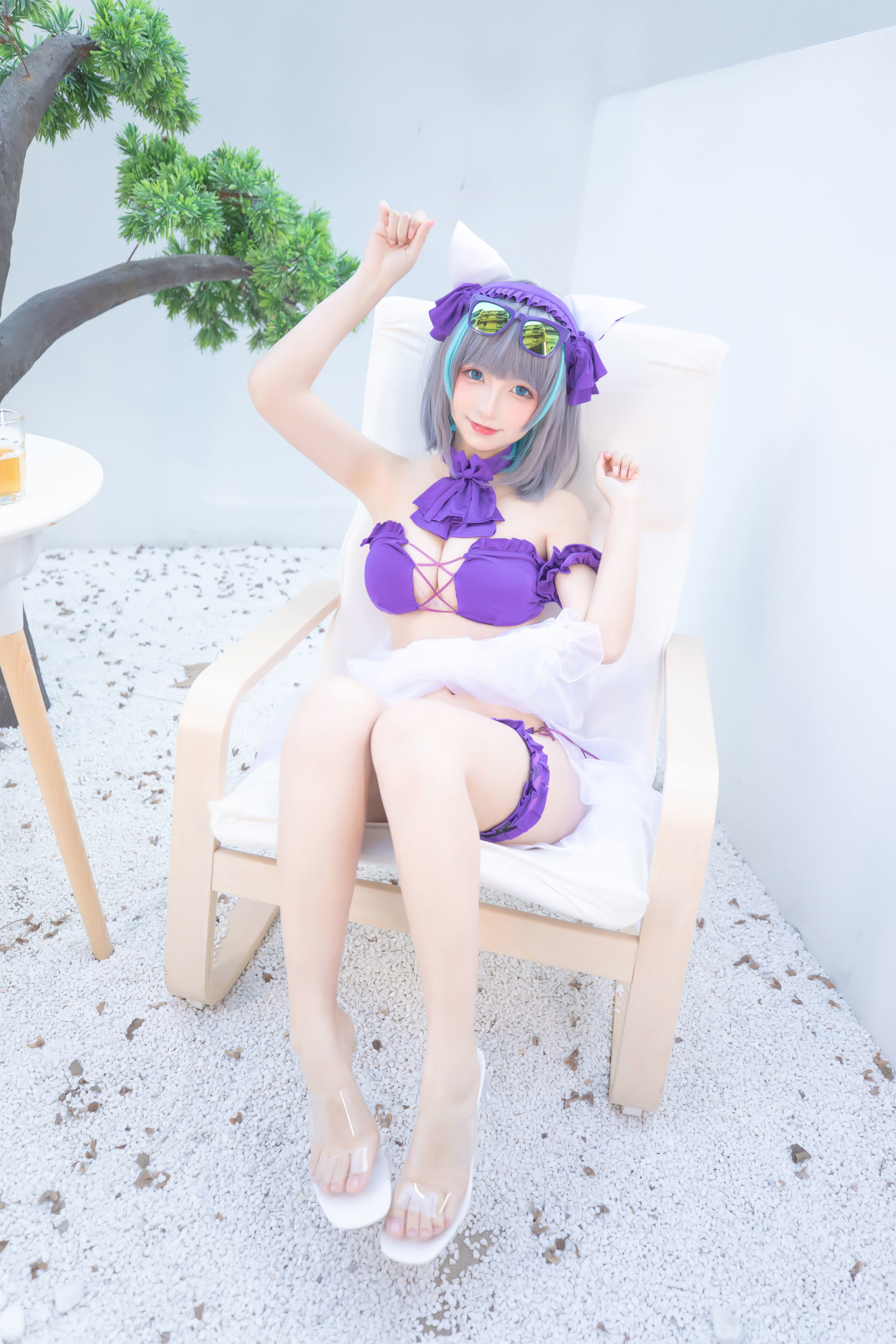 ネット紅人COSER写真] ロリータ神楽板真冬 之 チェシャー - 純色庭園
