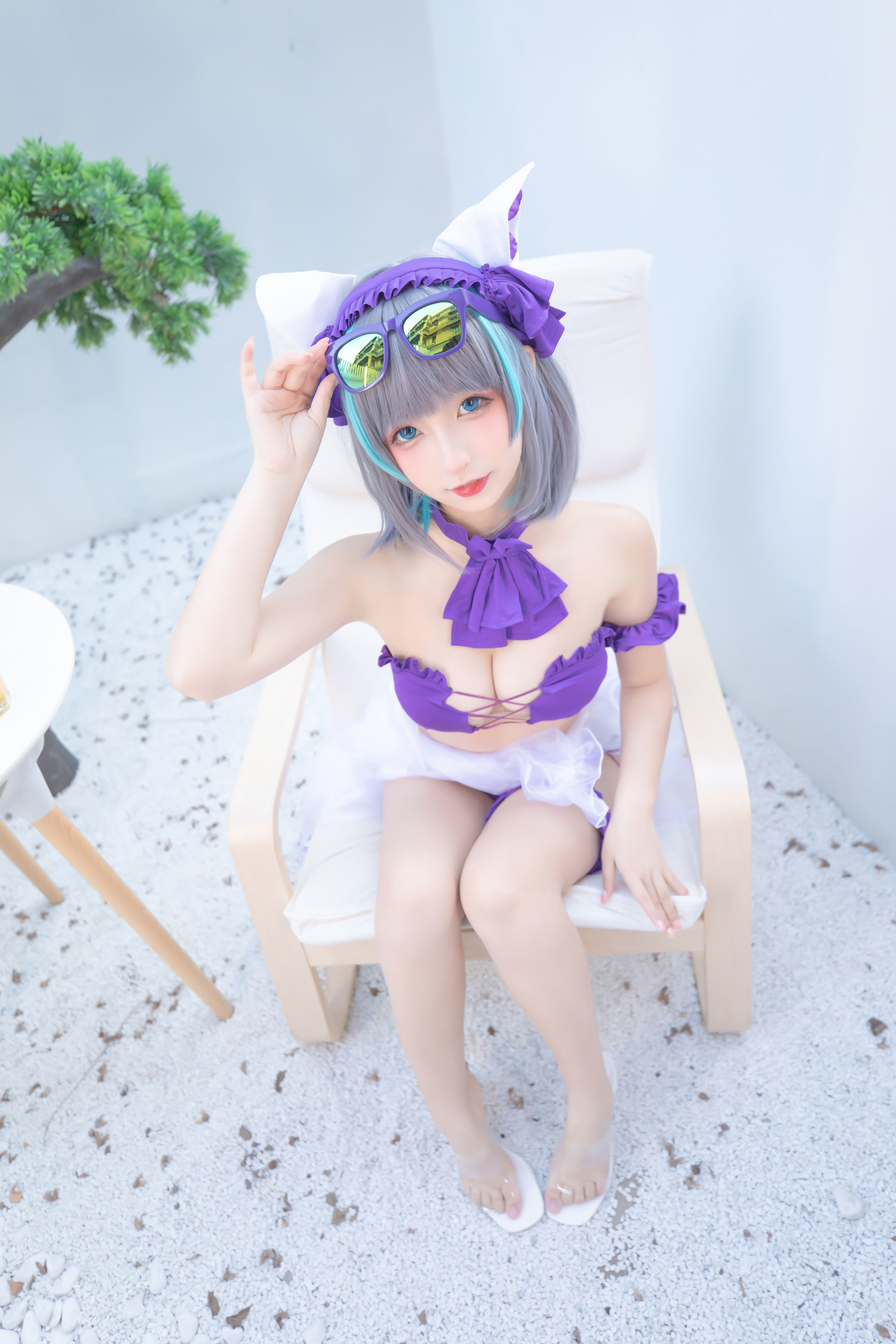 ネット紅人COSER写真] ロリータ神楽板真冬 之 チェシャー - 純色庭園