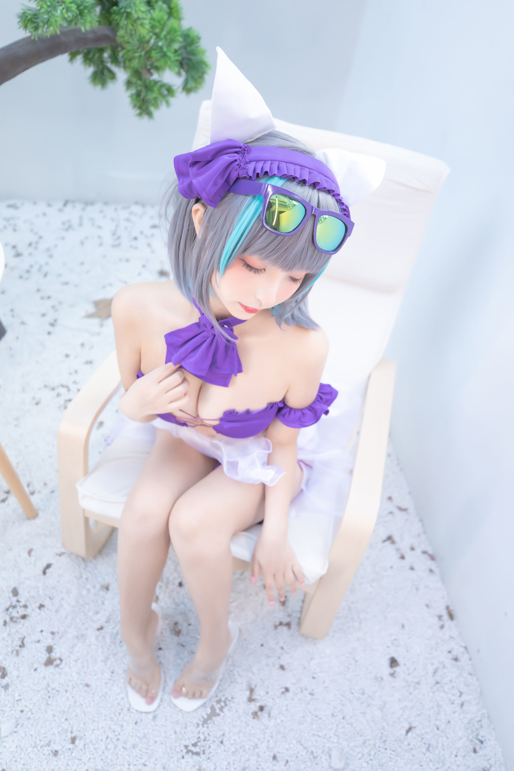 ネット紅人COSER写真] ロリータ神楽板真冬 之 チェシャー - 純色庭園