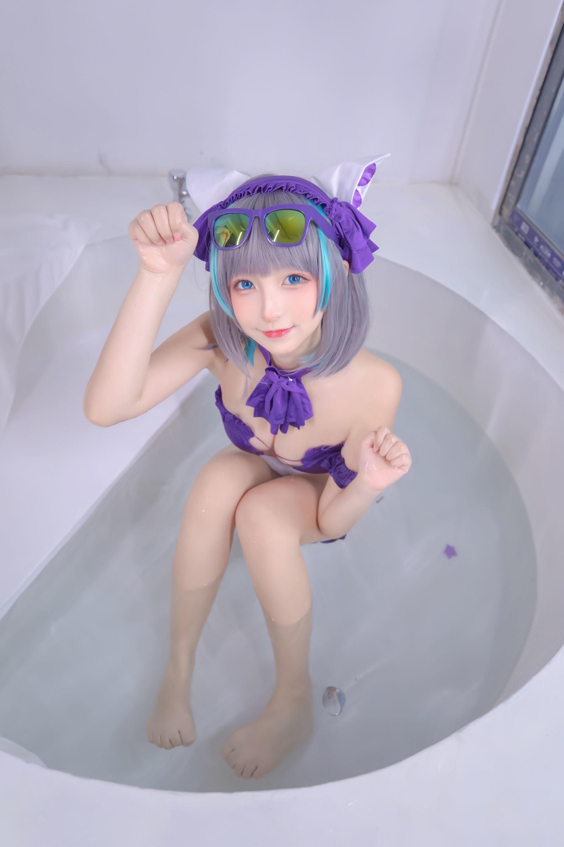 ネット紅人COSER写真] ロリータ神楽板真冬 之 チェシャー - 純色庭園