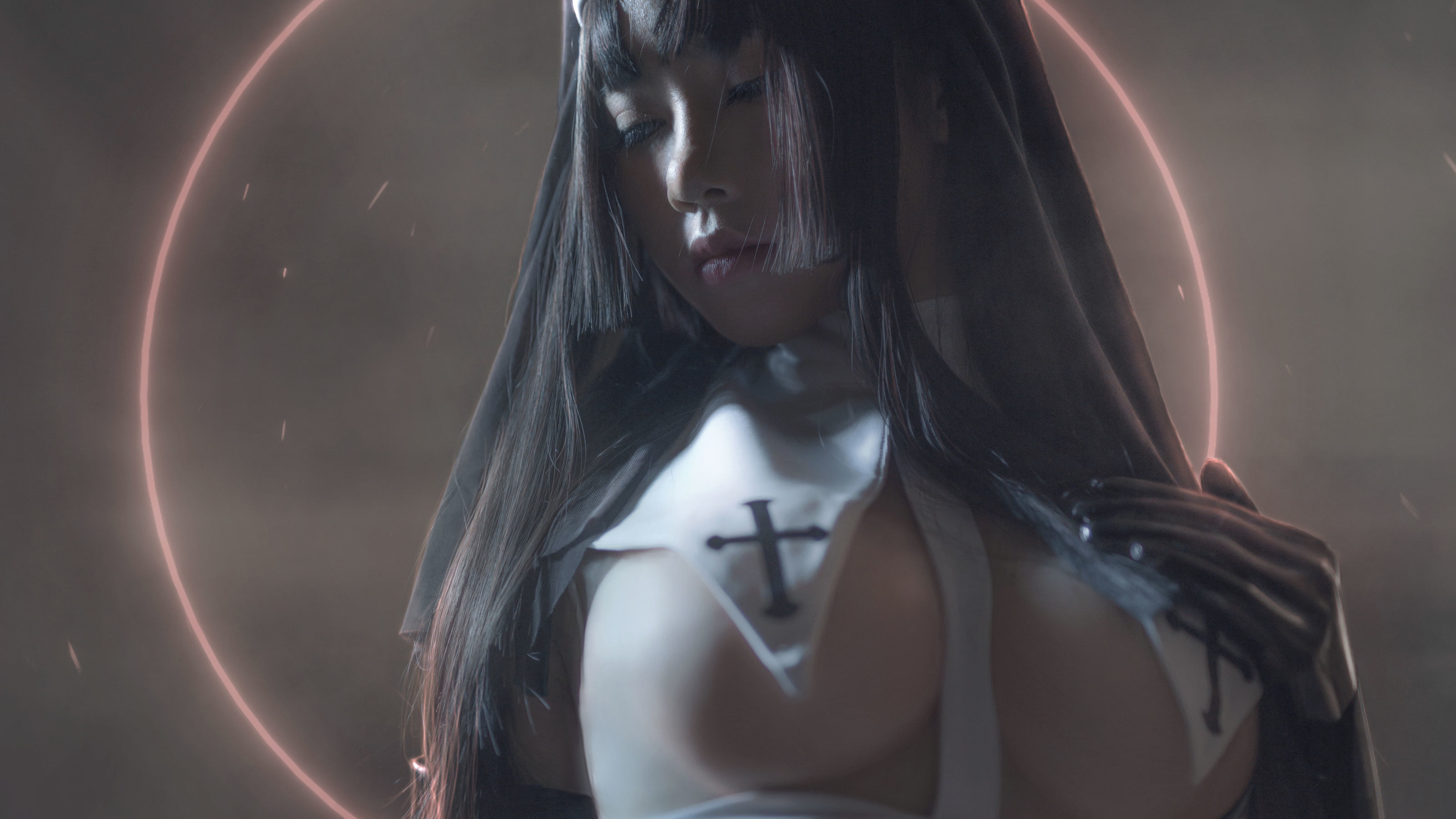 Sổ ảnh Coser Nổi tiếng Trên Mạng] Blogger Anime uki Yu Ji - Trang phục Nữ tu Đen Latex