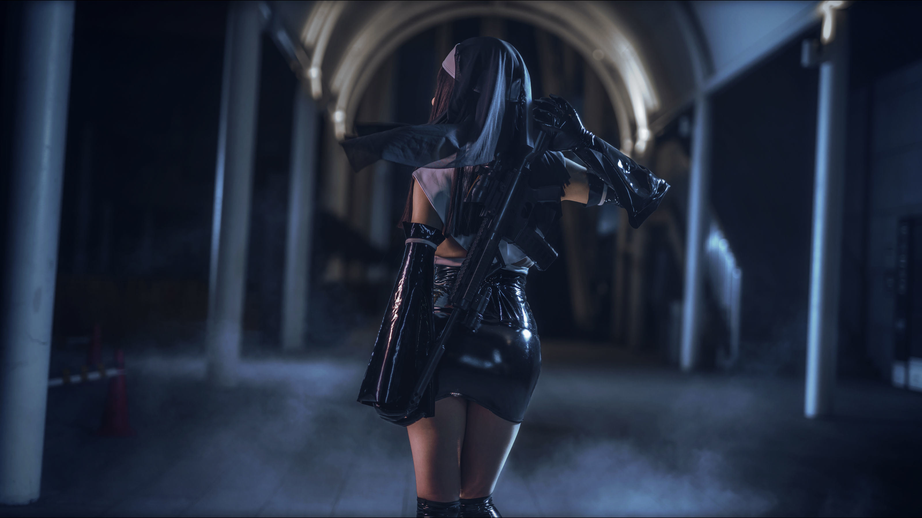 Internet Celebrity Coser Photobook] Anime Blogger uki Yu Ji - Nun Black Vinyl Outfit