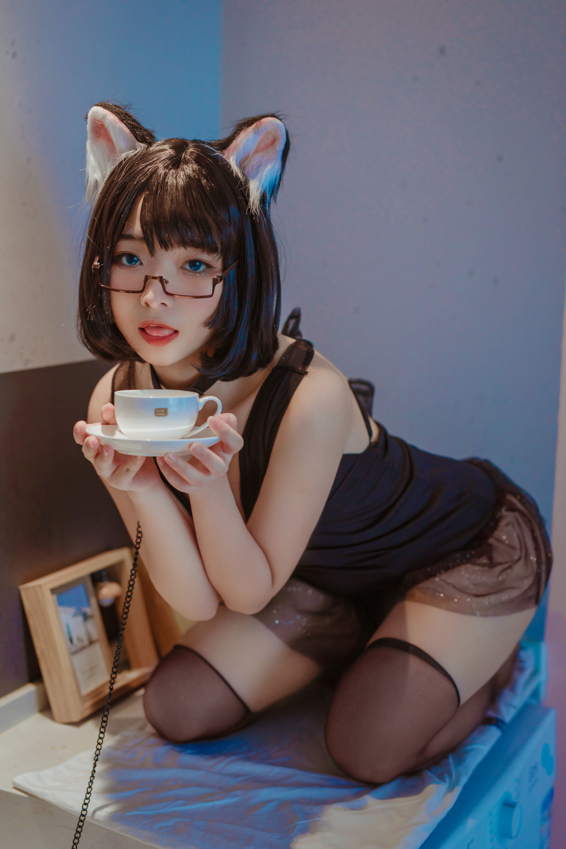 ネット紅人COSER写真] ユウフイ玉匯 - ネコネコヘッド黒スカート