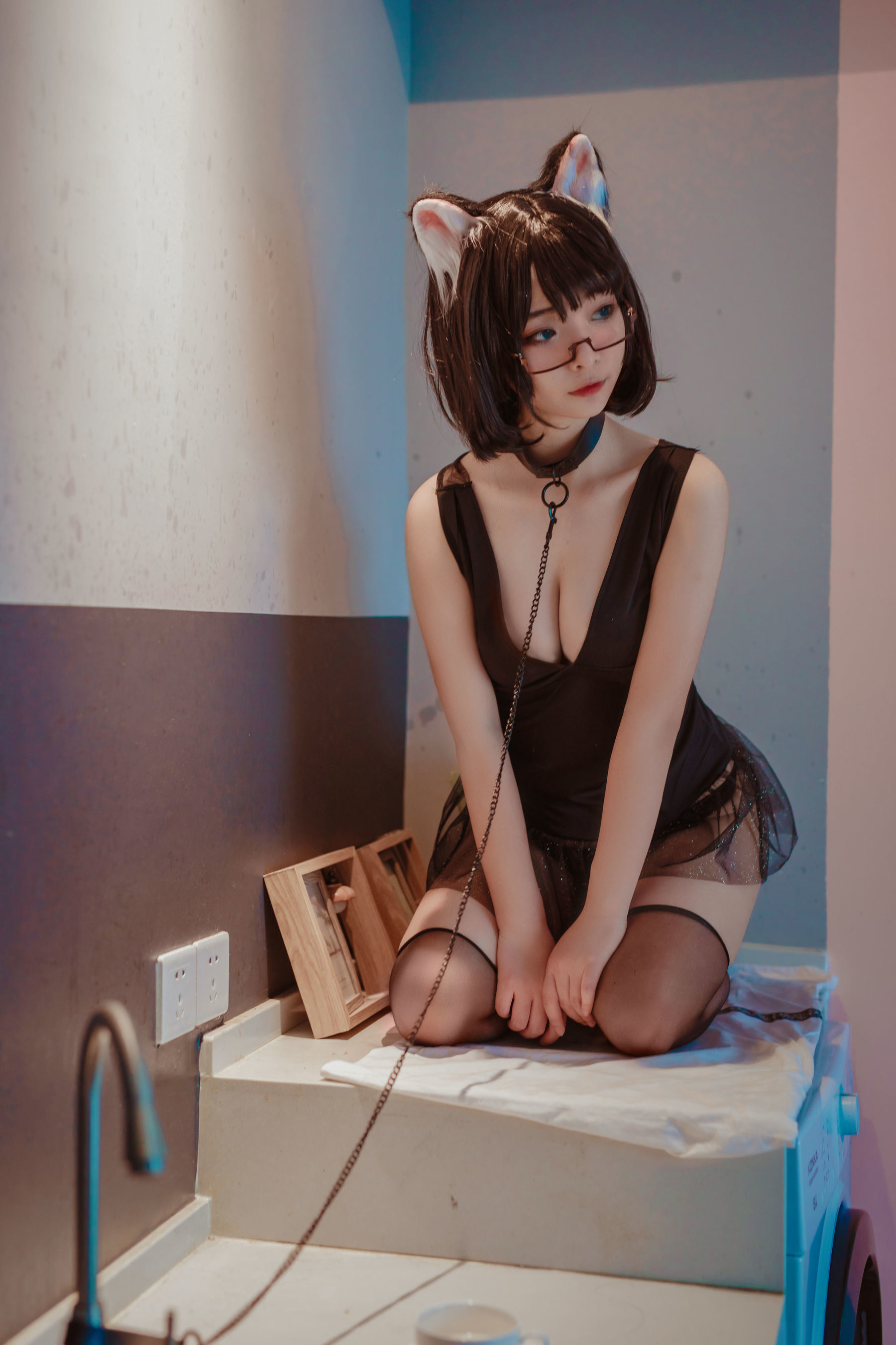 ネット紅人COSER写真] ユウフイ玉匯 - ネコネコヘッド黒スカート