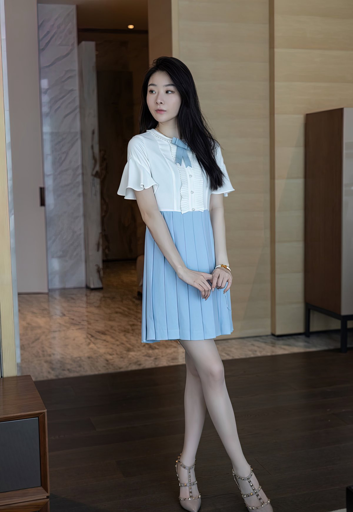Aimi Xã quần jeans gợi cảm mỹ nữ Đấu Đấu quyến rũ vớ nylon chân ngọc cực phẩm mông cao vút quần bó sát