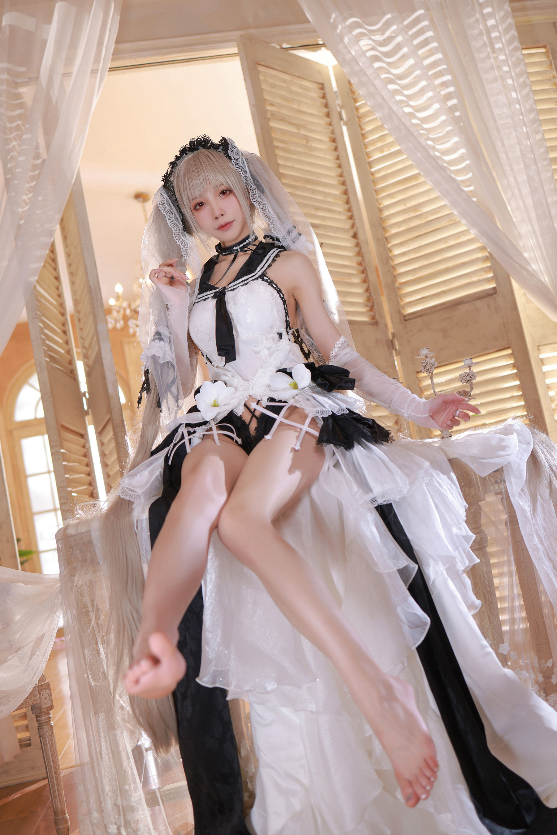 Ảnh chụp Net red COSER] Blogger anime Shui Miao Aqua - Azur Lane Kě Wèi Áo cưới
