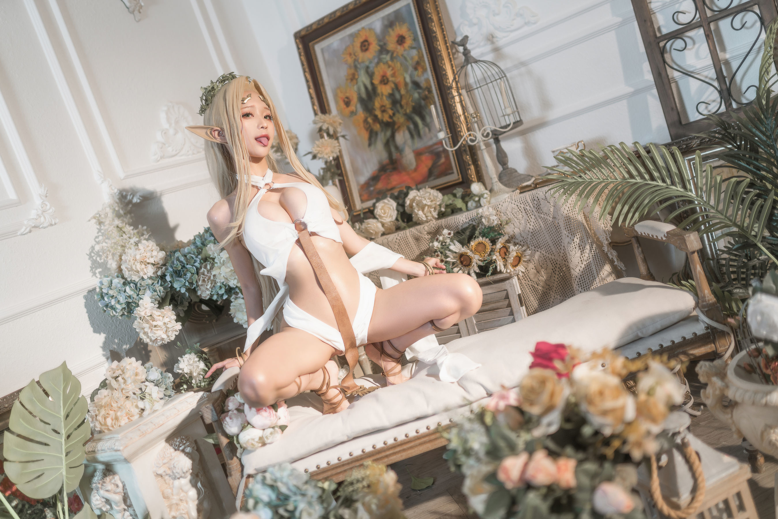 Internet Celebrity COSER Photo] Anime Blogger Chun Mo Mo - White Elf Original Design