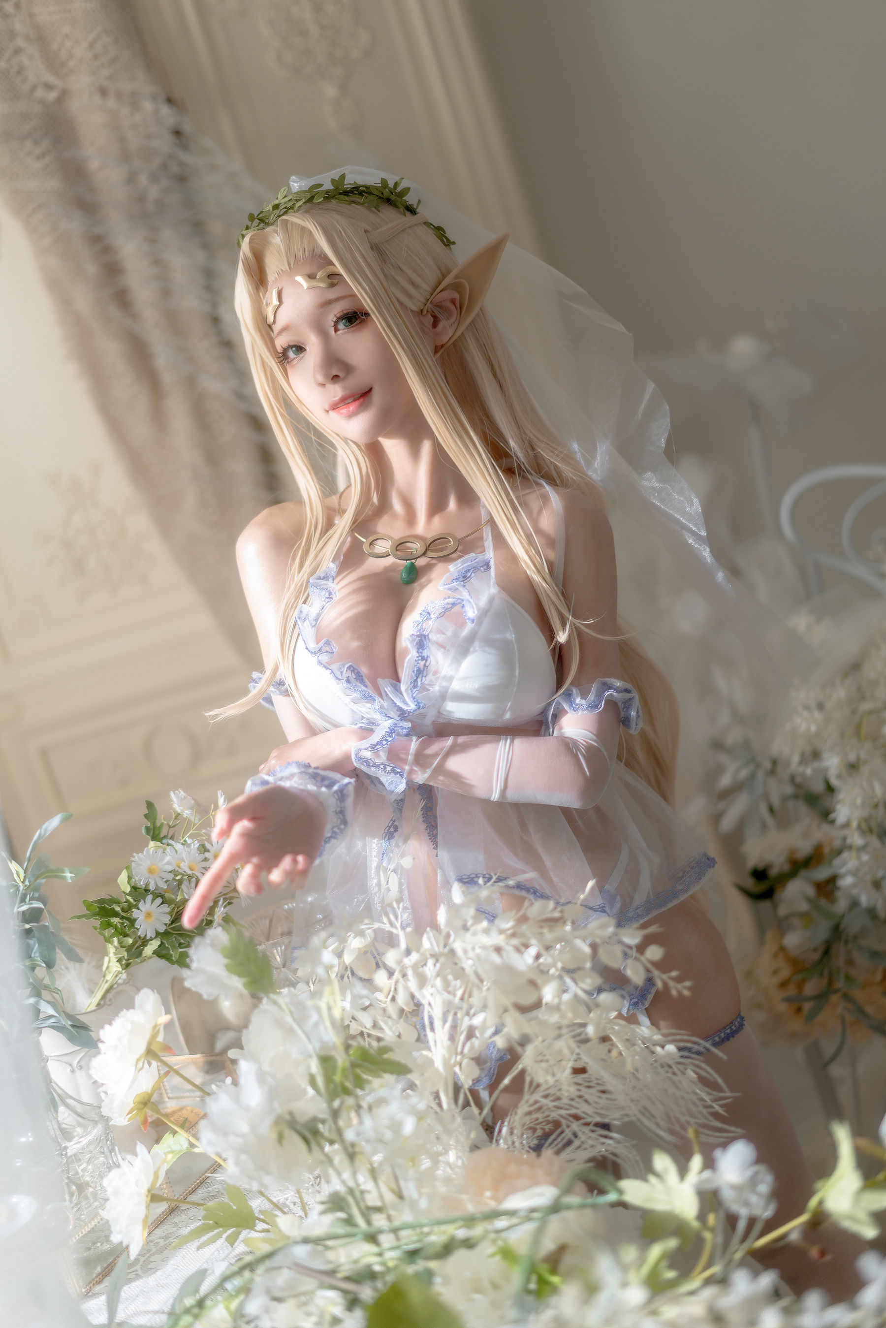 Ảnh Cosplay Người Nổi Tiếng Mạng] Blogger Anime Stun Mo Mo - Bạch Tinh Linh Áo cưới