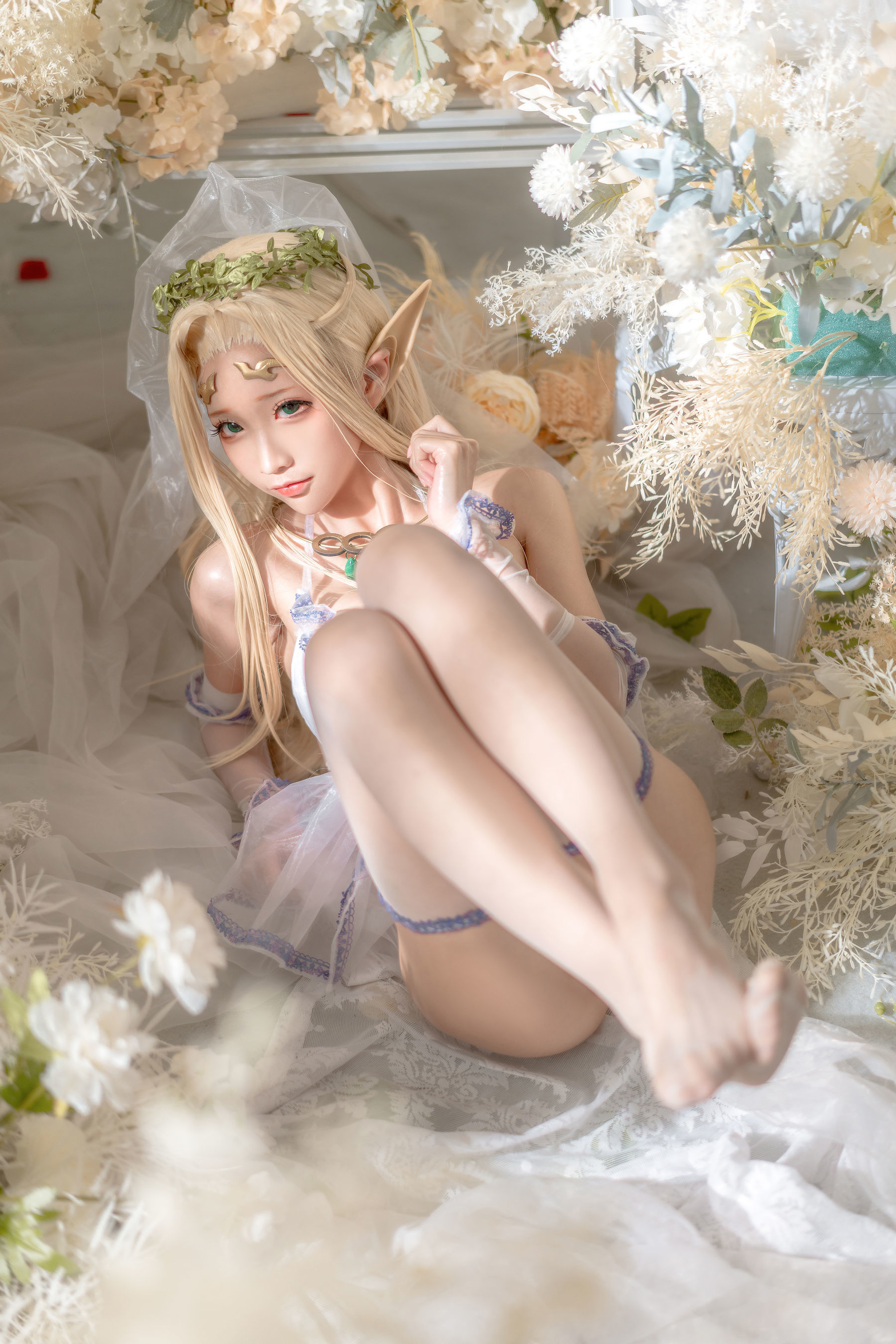 Ảnh Cosplay Người Nổi Tiếng Mạng] Blogger Anime Stun Mo Mo - Bạch Tinh Linh Áo cưới