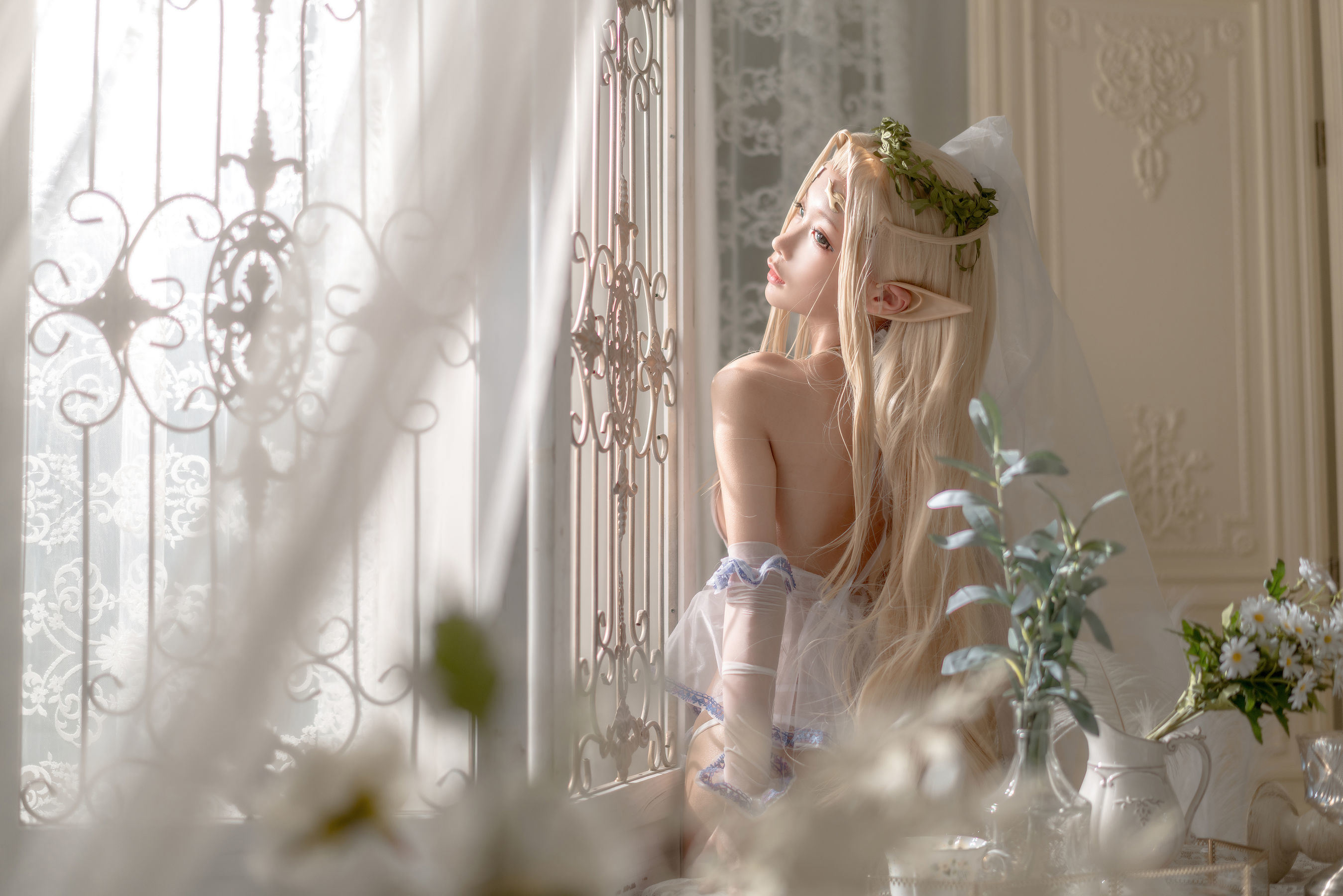 Ảnh Cosplay Người Nổi Tiếng Mạng] Blogger Anime Stun Mo Mo - Bạch Tinh Linh Áo cưới