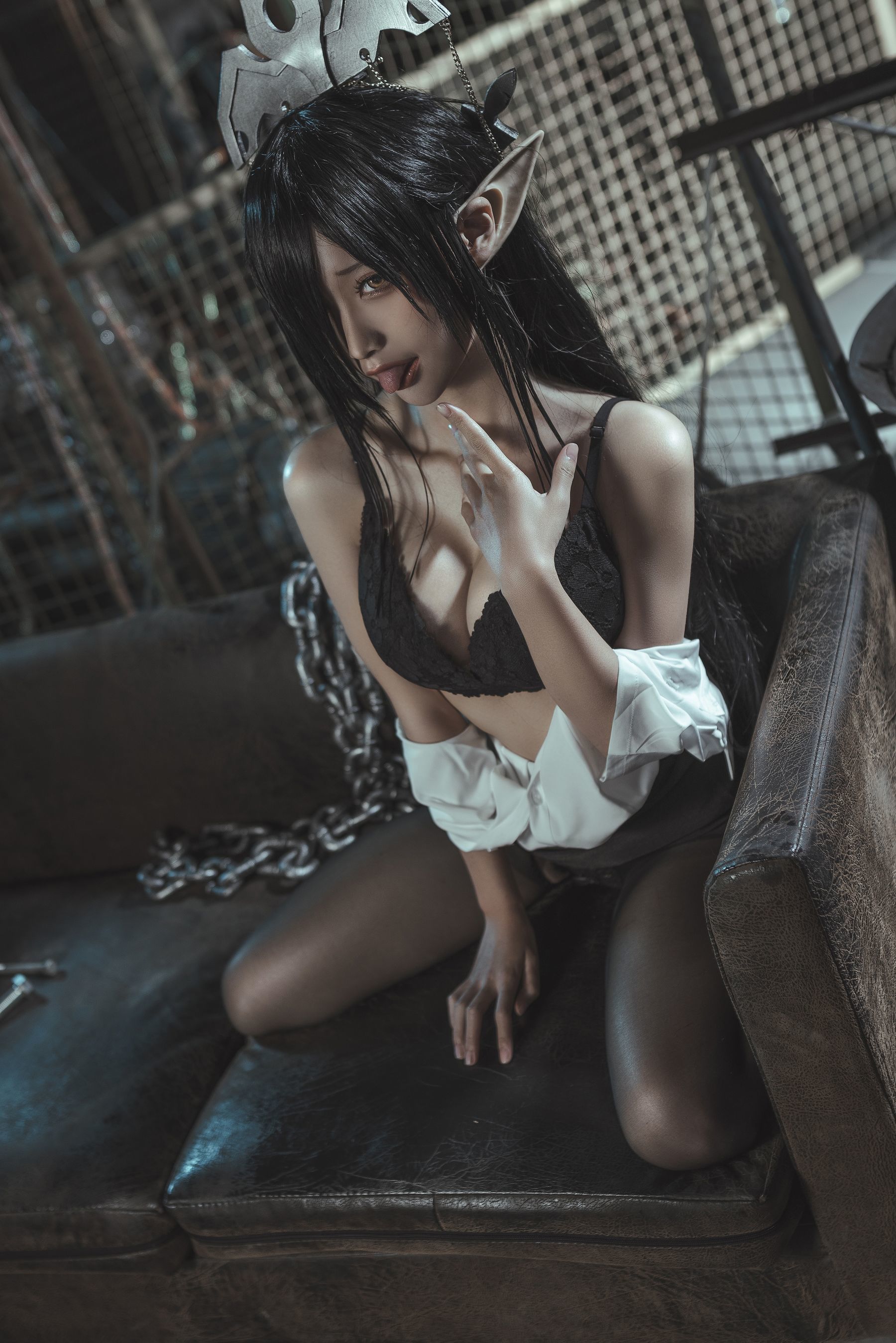 網紅COSER寫真] 動漫博主蠢沫沫 - 黑獸女王 OL制服