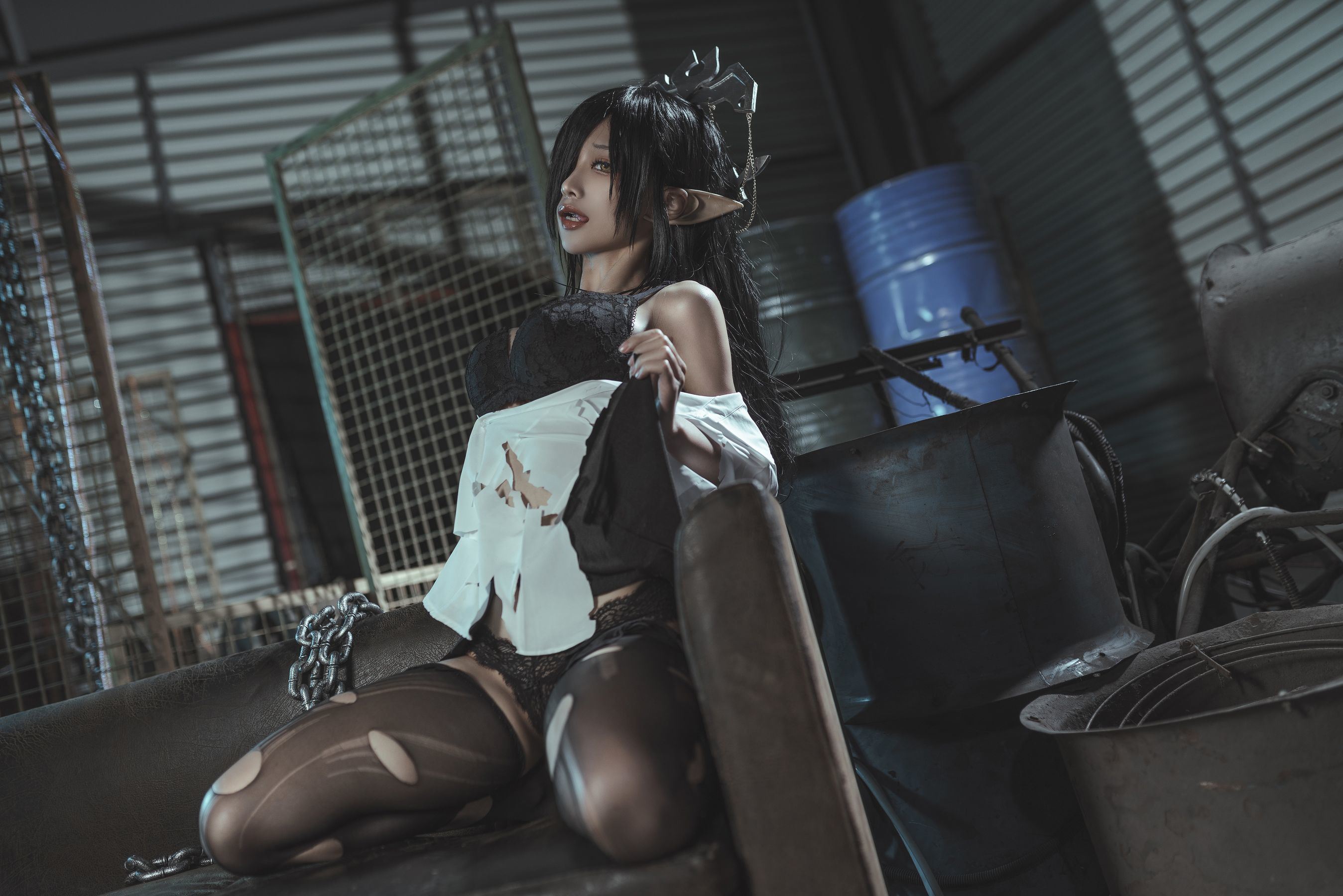 網紅COSER寫真] 動漫博主蠢沫沫 - 黑獸女王 OL制服