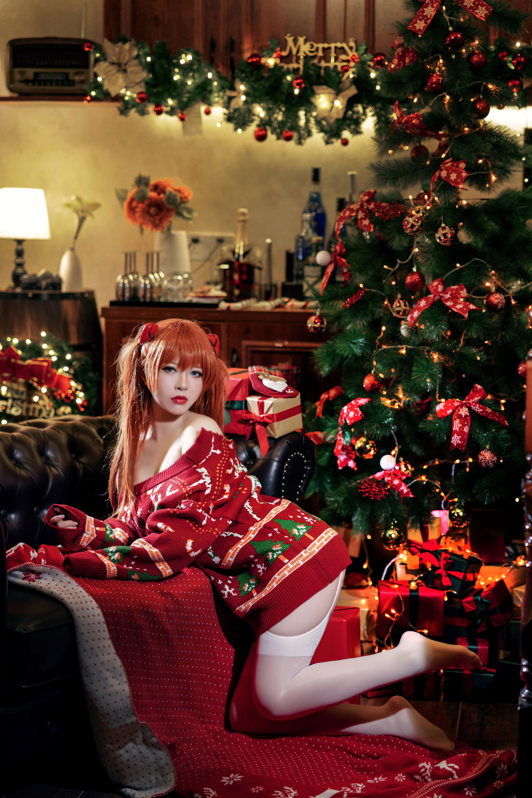 半半子 式波 Asuka Christmas Cosplay