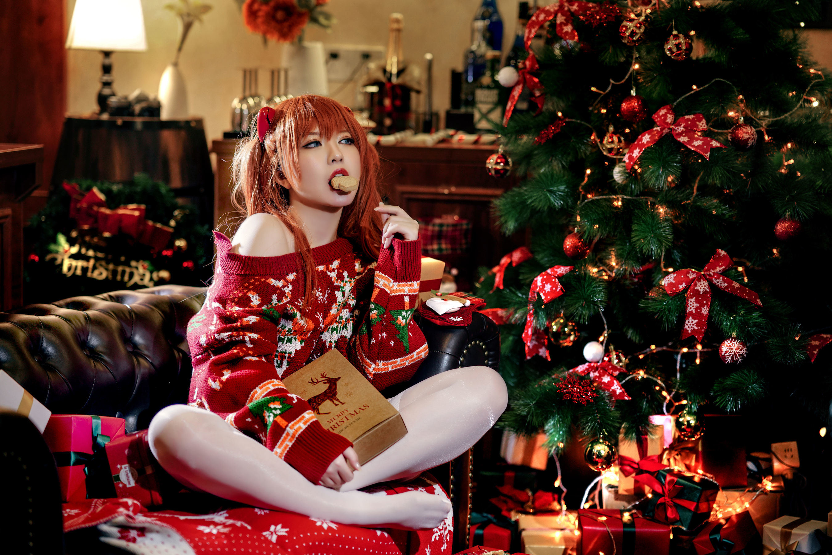 半半子 式波 Asuka Christmas Cosplay