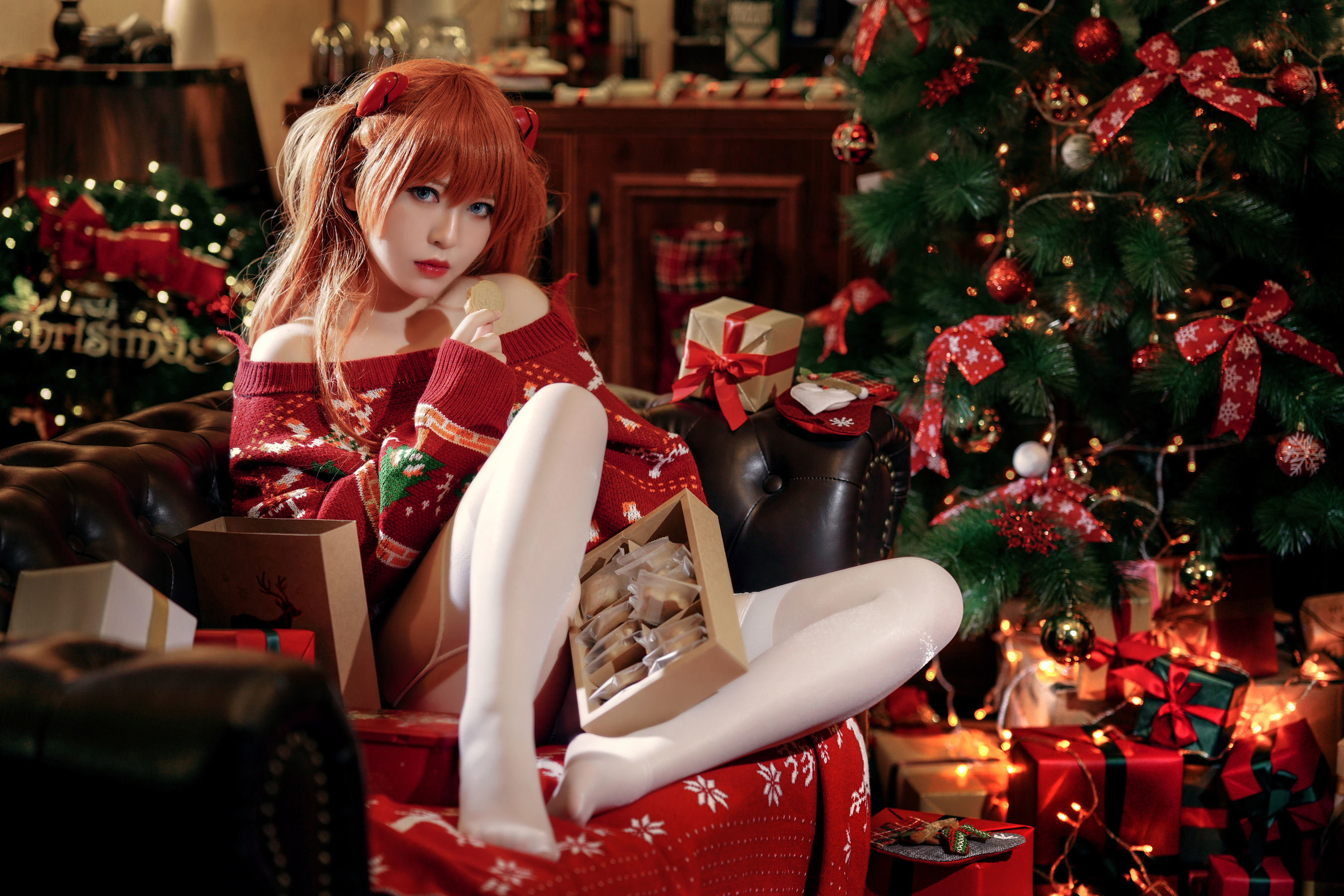 半半子 式波 Asuka Christmas Cosplay