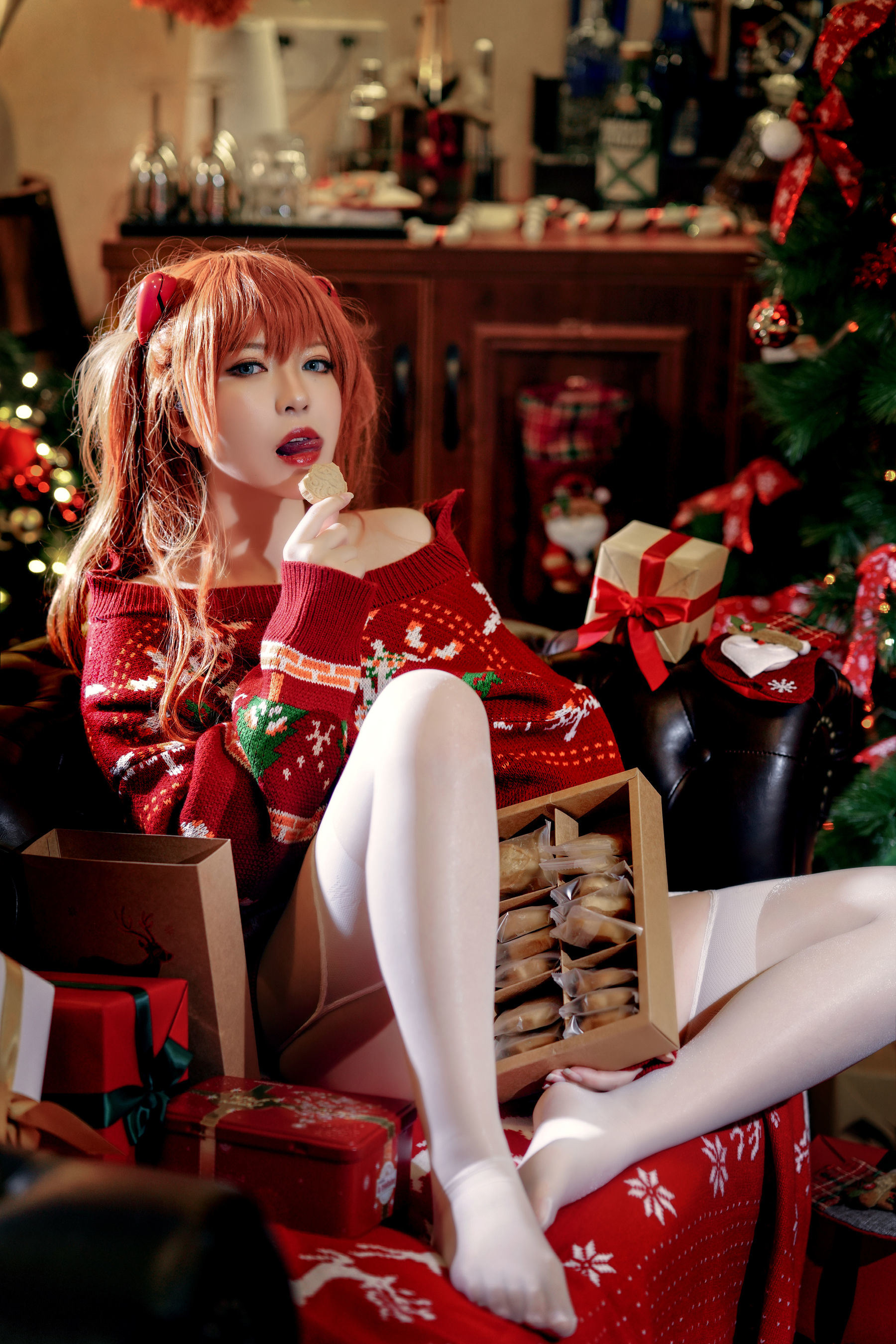 半半子 式波 Asuka Christmas Cosplay
