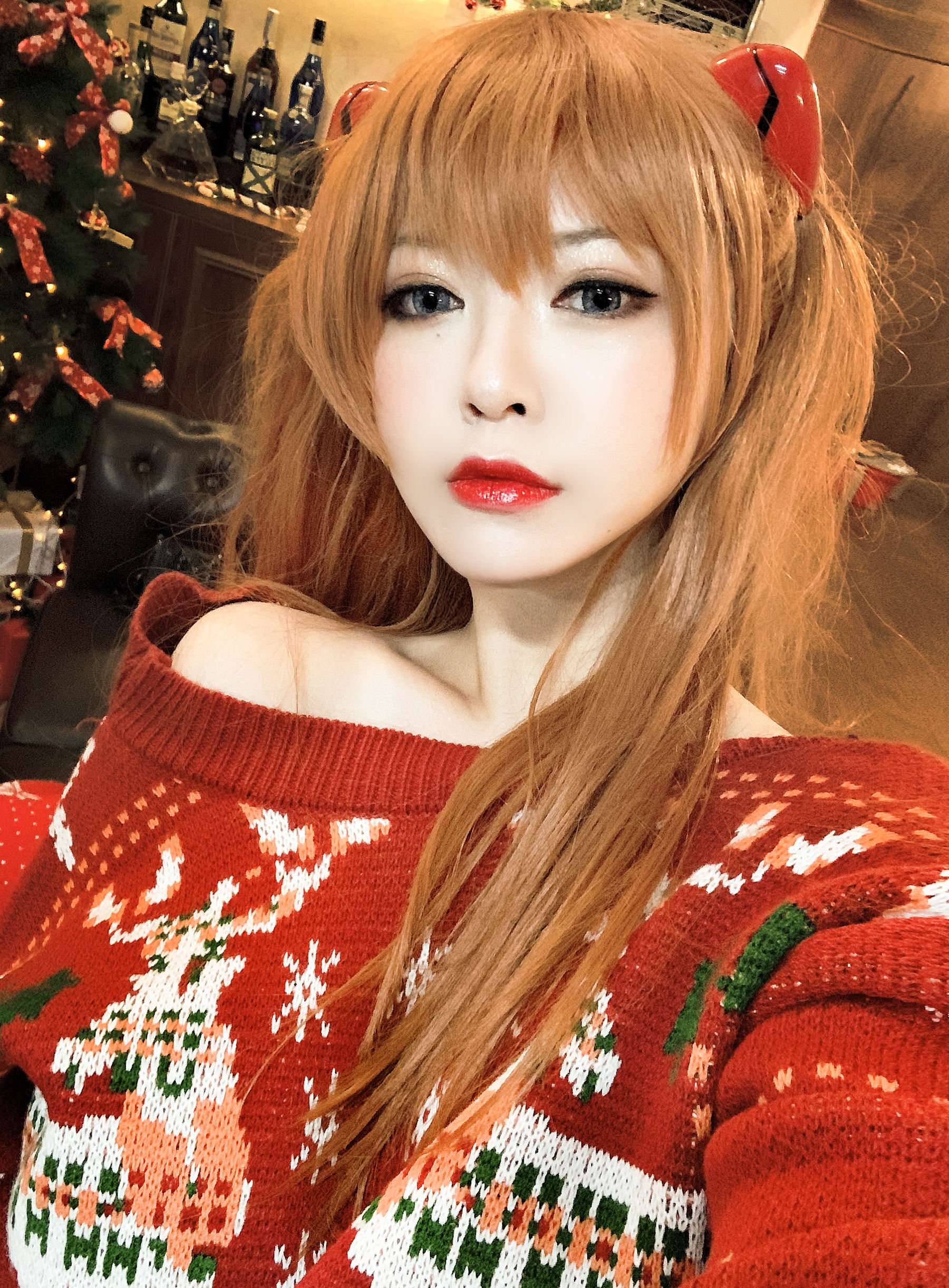 半半子 式波 Asuka Christmas Cosplay