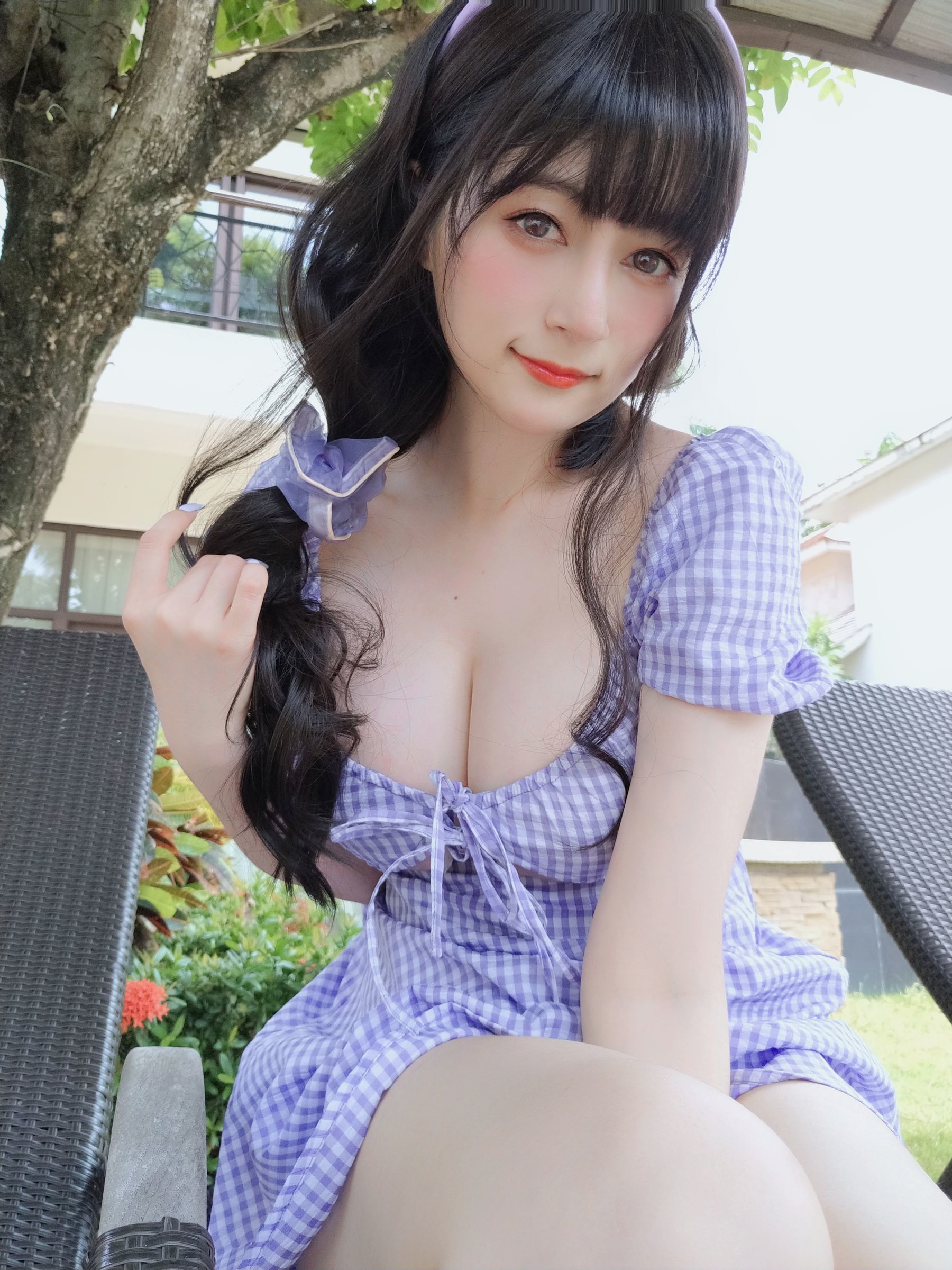ネット有名人COSER写真] Coser嬢 白銀 - 夏日の格子ドレス