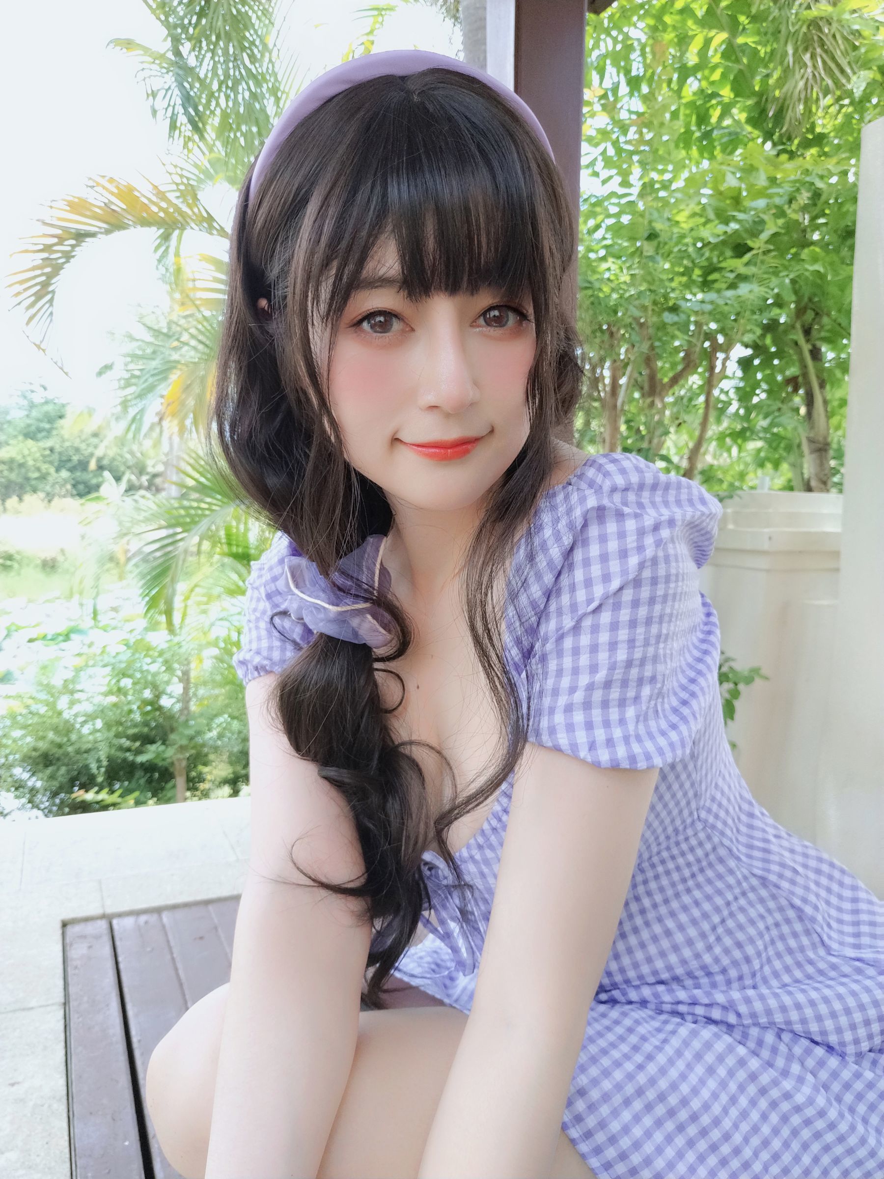 ネット有名人COSER写真] Coser嬢 白銀 - 夏日の格子ドレス