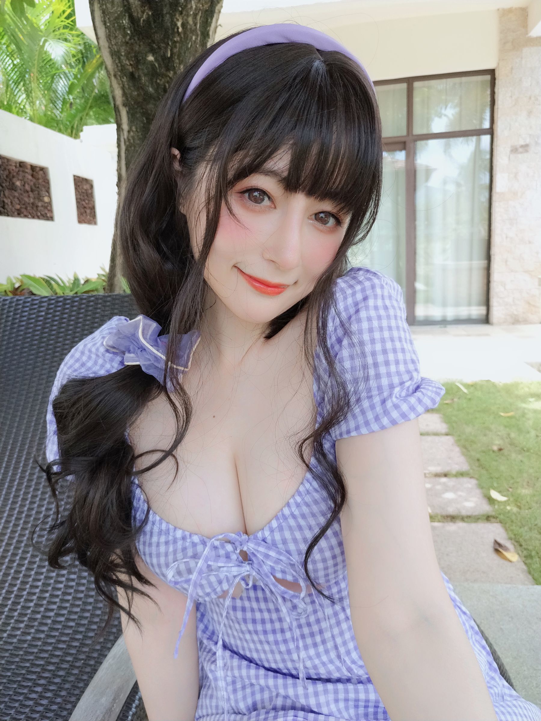 인터넷 유명인 COSER 사진] 코서 양 백은 - 여름날의 격자 원피스