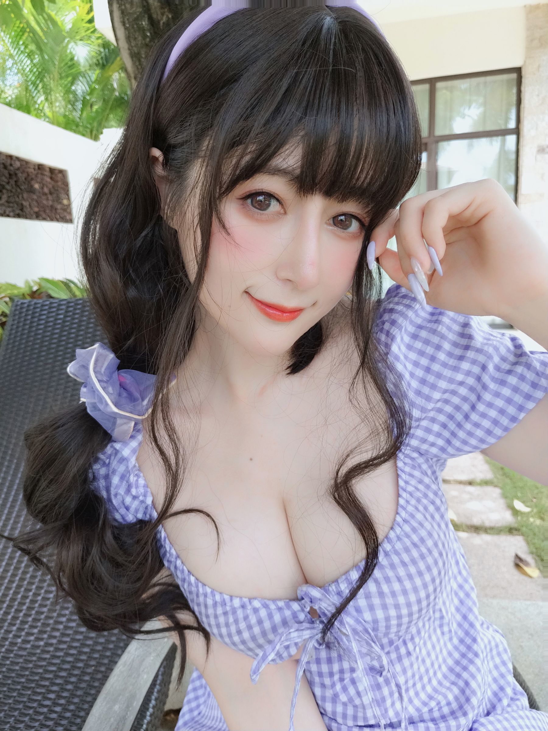 인터넷 유명인 COSER 사진] 코서 양 백은 - 여름날의 격자 원피스