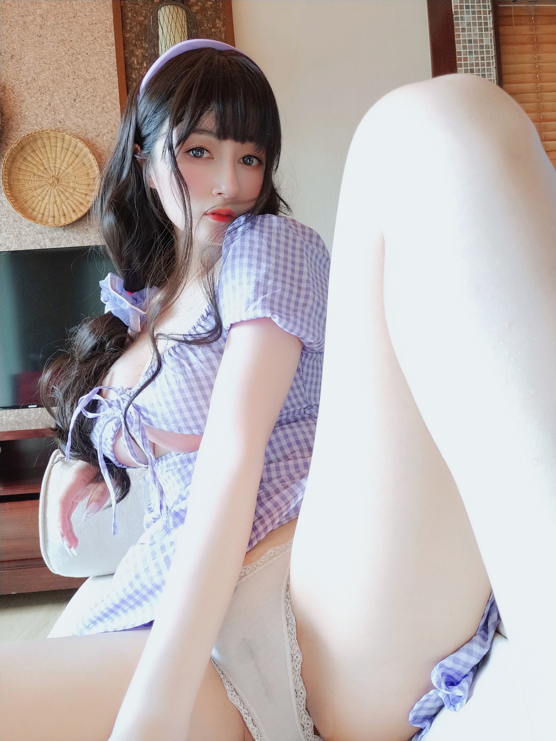 인터넷 유명인 COSER 사진] 코서 양 백은 - 여름날의 격자 원피스
