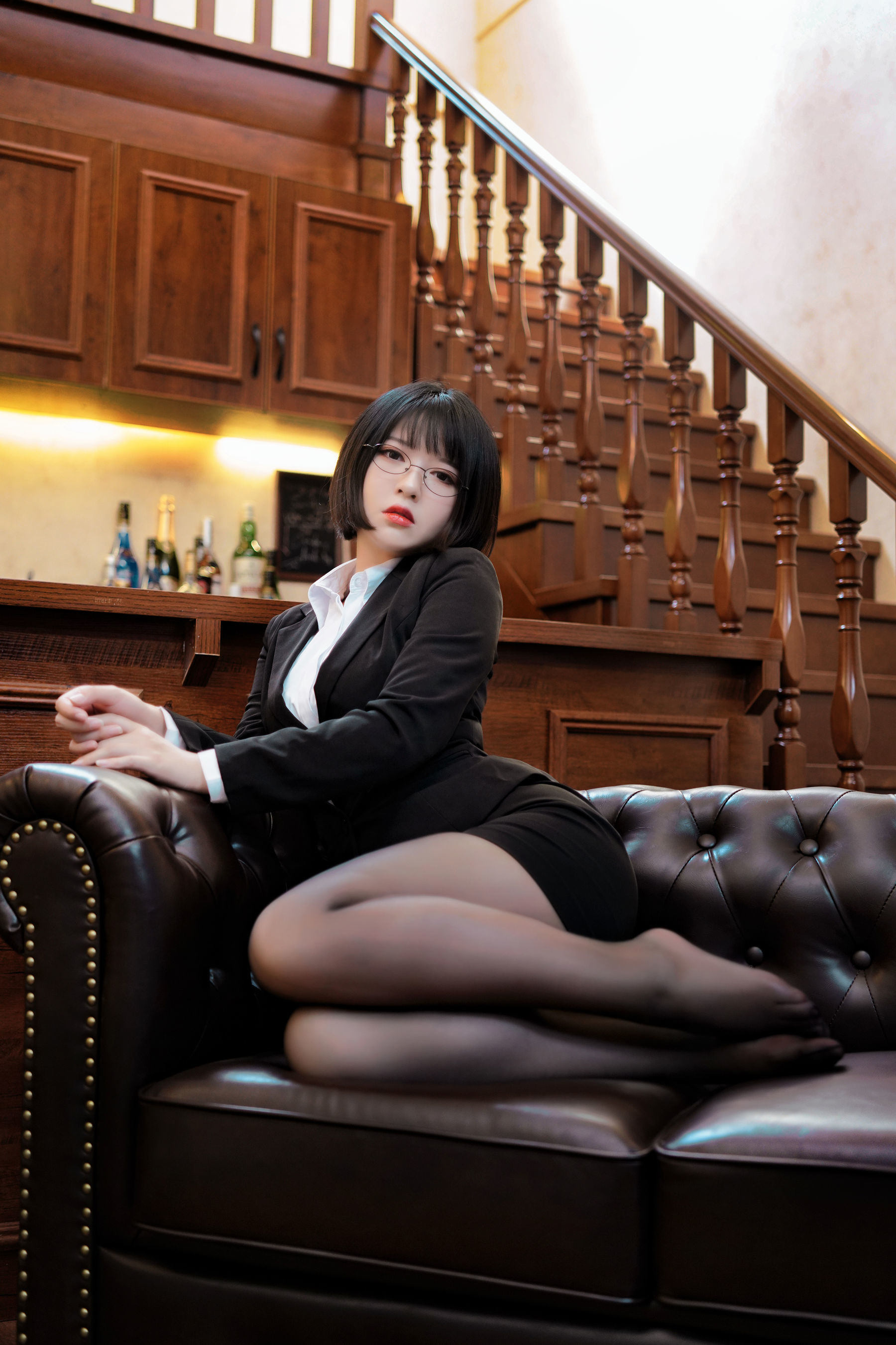 半半子 OL様 黑丝制服写真