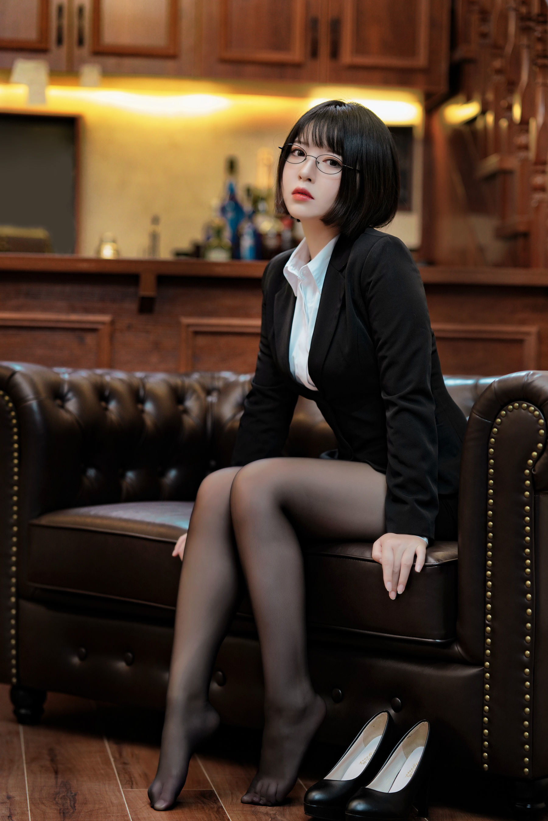 半半子 OL様 黑丝制服写真