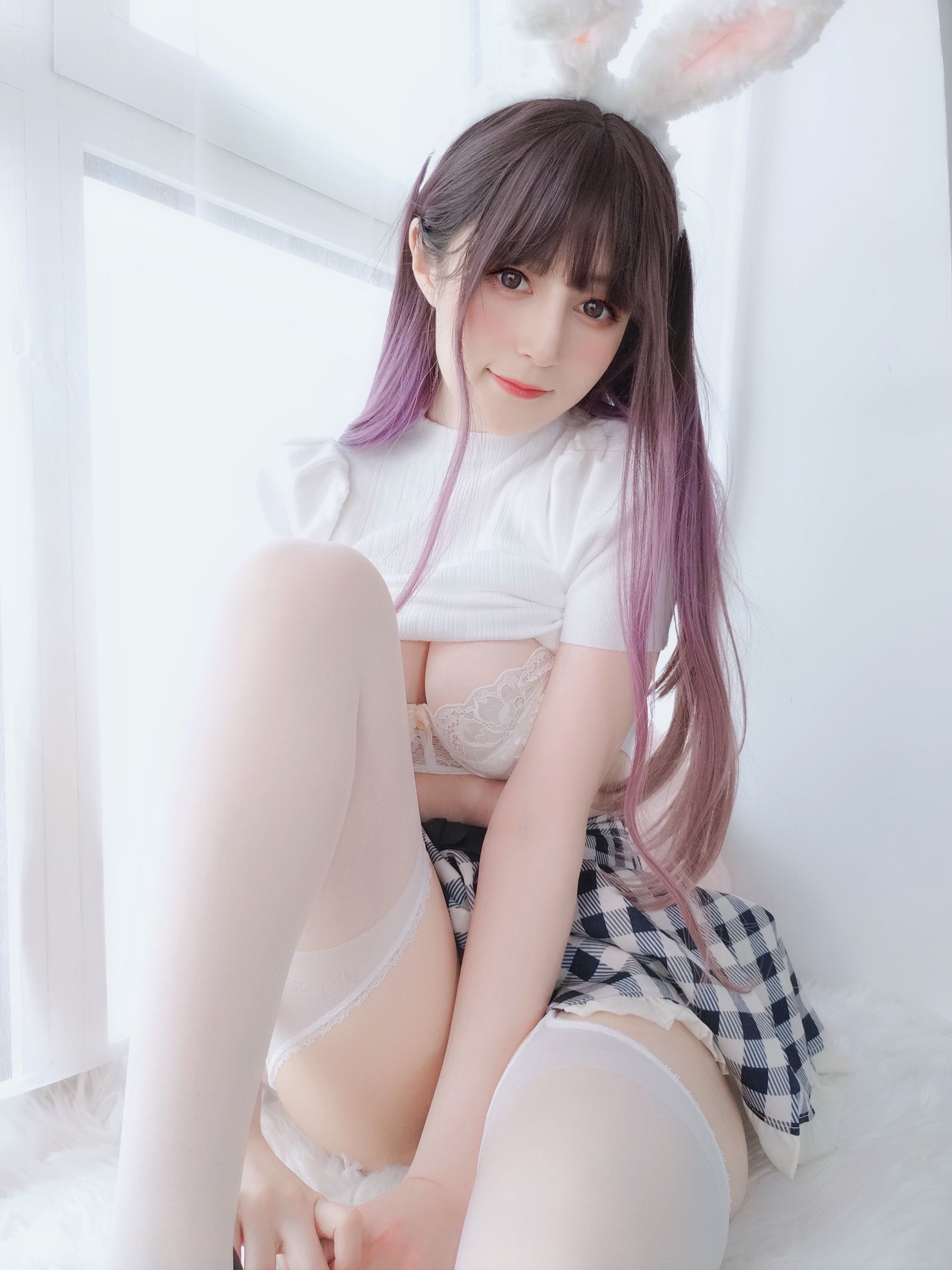 福利COS] Coser小姐姐白銀 - 白絲兔女郎