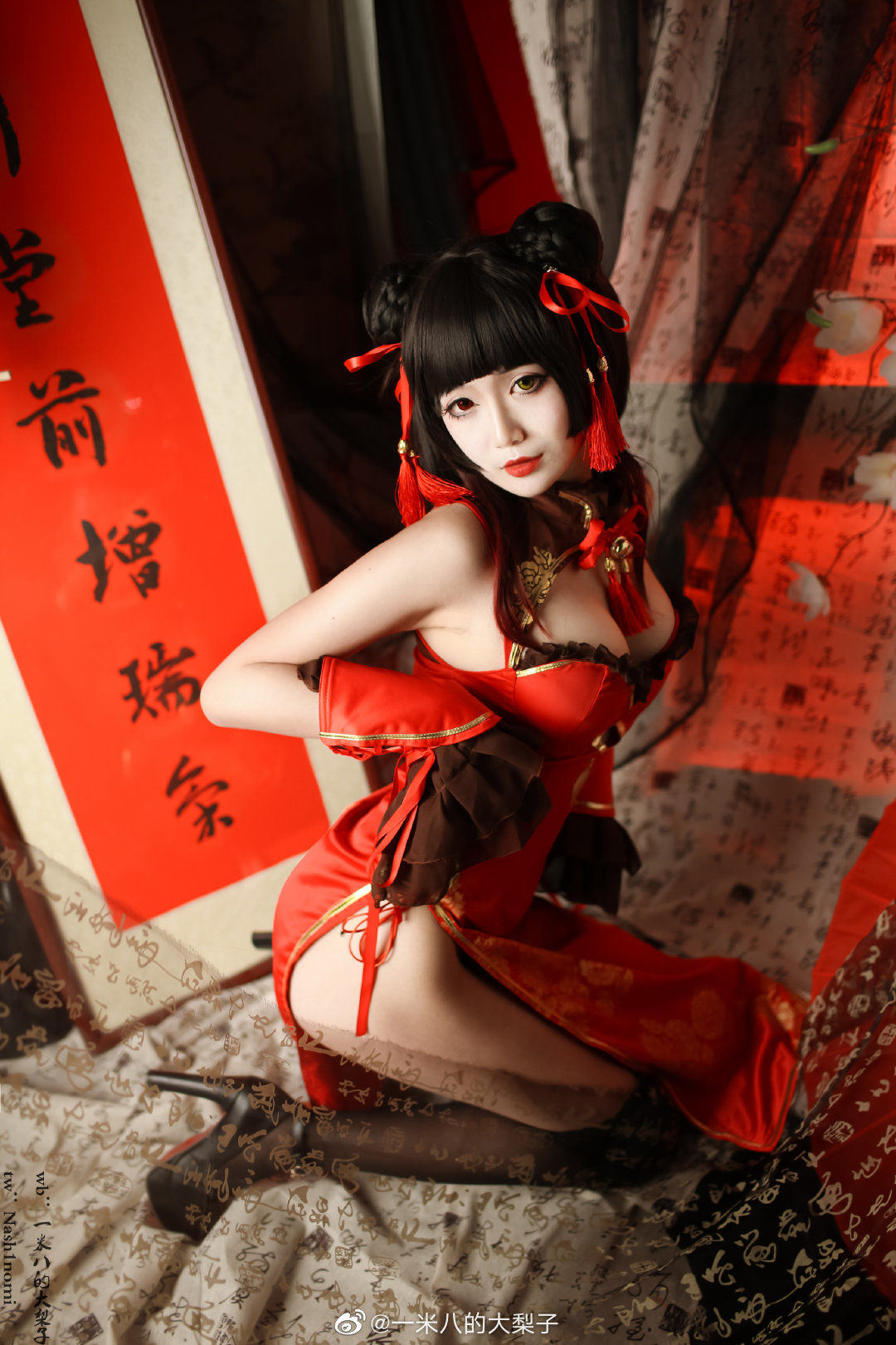 Welfare COS] 1.8m Tall Big Pear - Tokisaki Kurumi New Spring Qipao