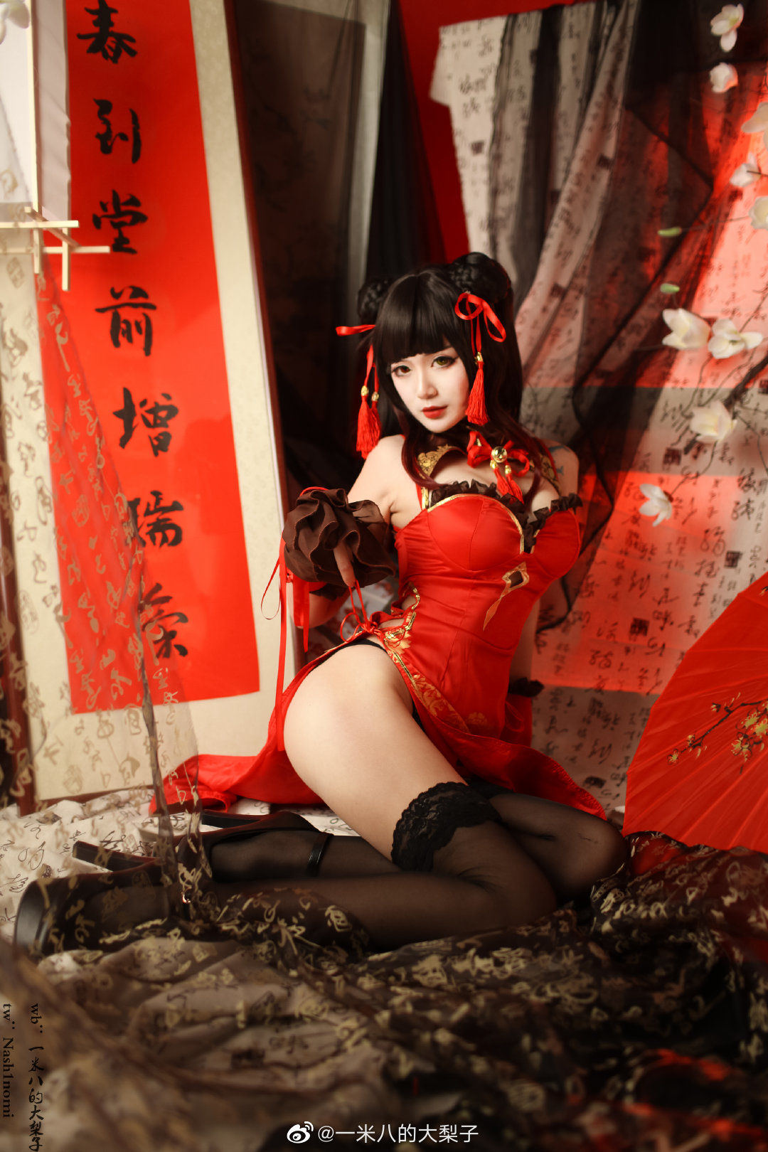 Welfare COS] 1.8m Tall Big Pear - Tokisaki Kurumi New Spring Qipao