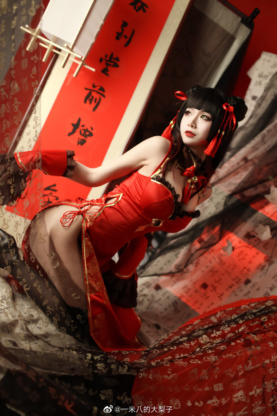 Welfare COS] 1.8m Tall Big Pear - Tokisaki Kurumi New Spring Qipao