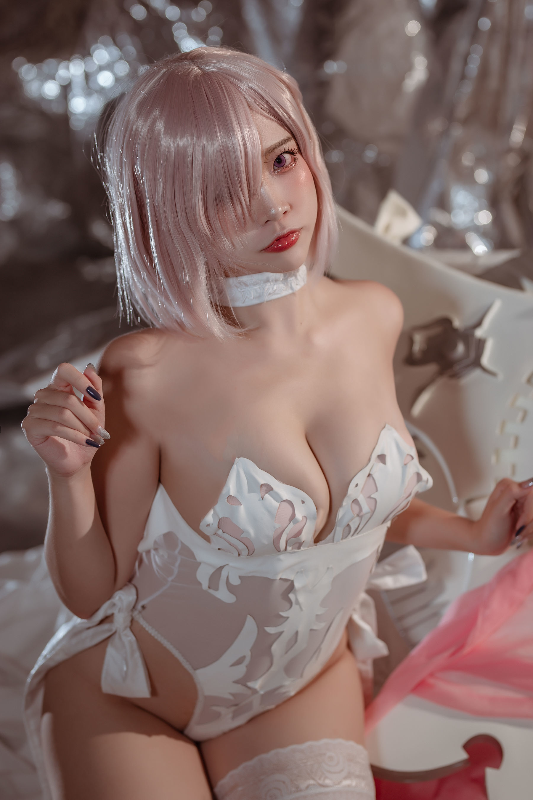福利COS] 人氣 Coser 二佐 Nisa - Fate 瑪修 婚紗