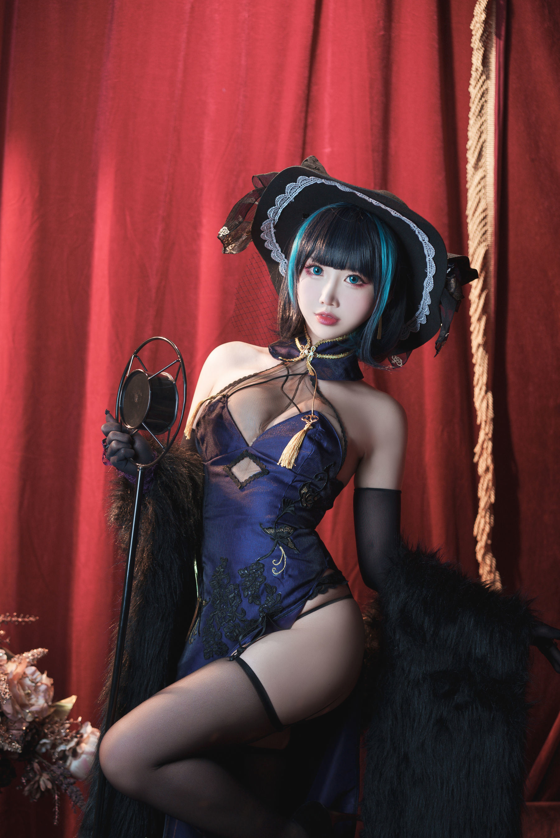 福利COS] 可愛人氣Coser麵餅仙兒 - 柴郡旗袍